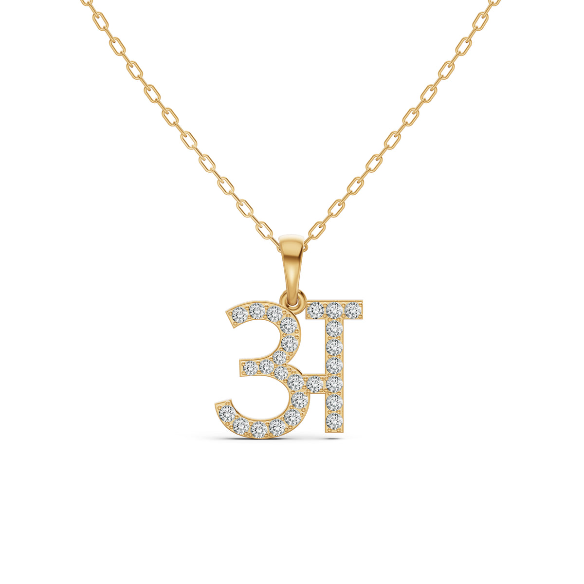 Hindi Initial Diamond Pendant