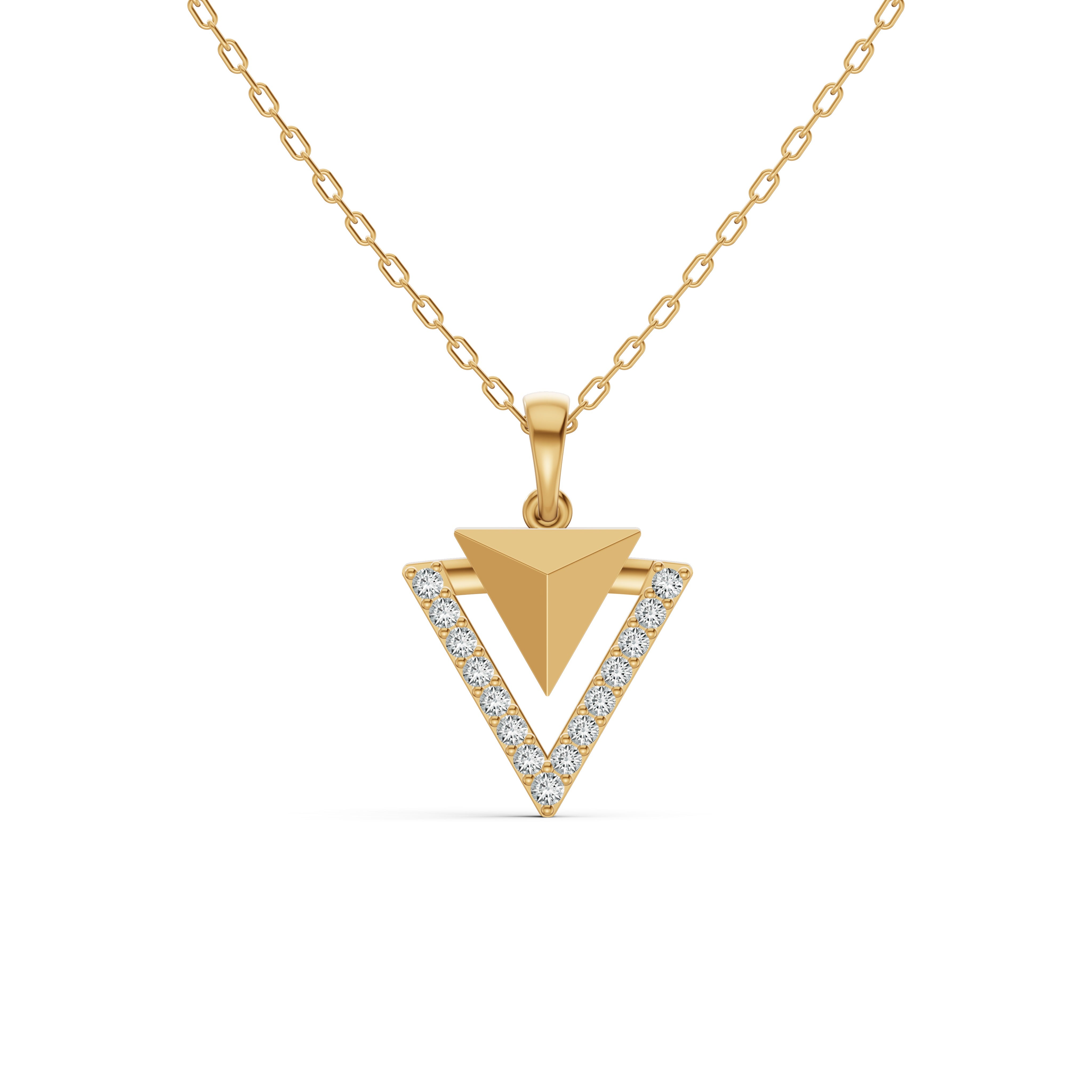 Geometric Triangle Diamond Pendant