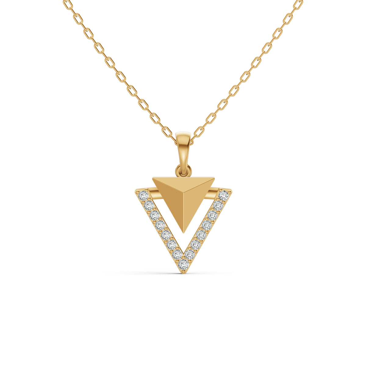 Geometric Triangle Diamond Pendant
