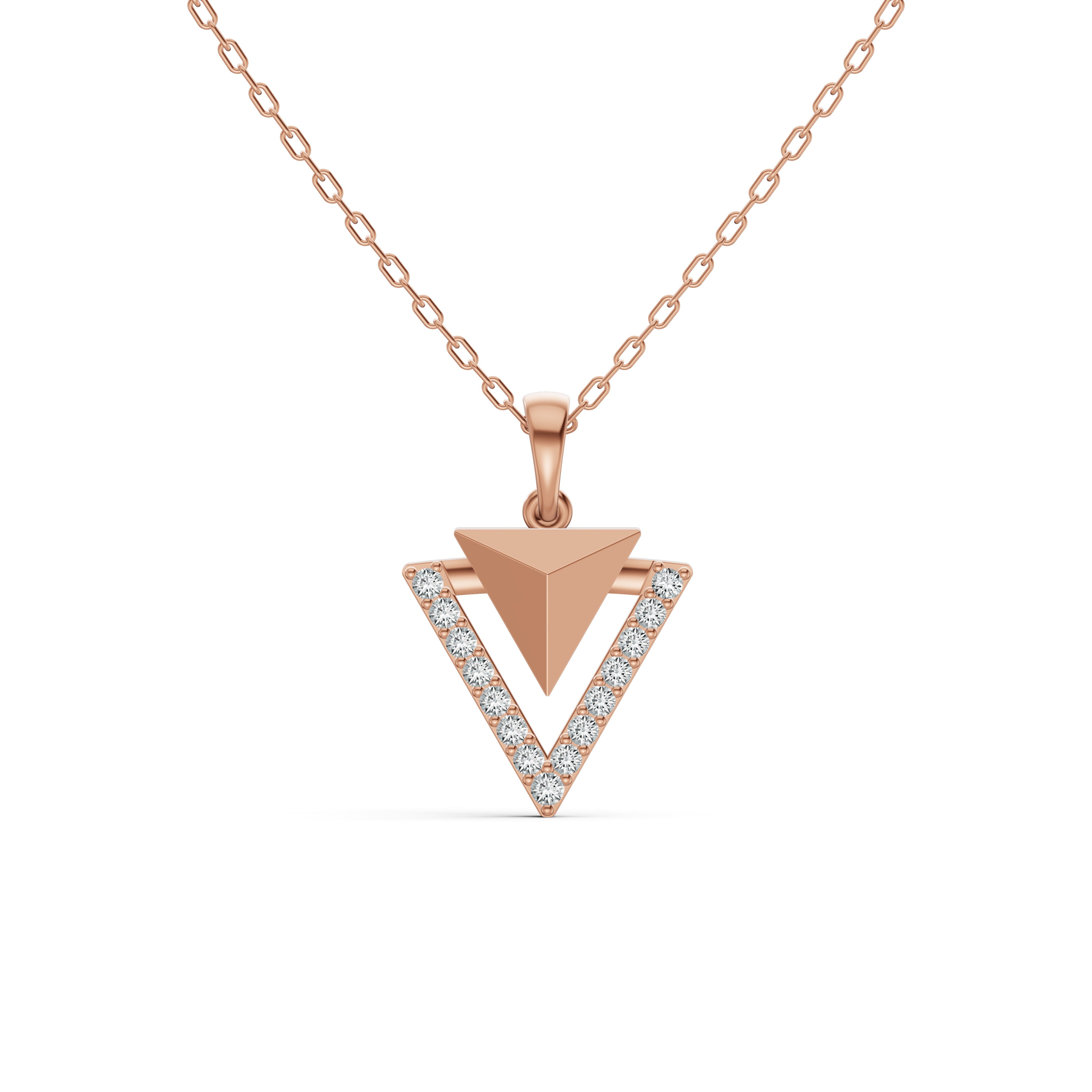 Geometric Triangle Diamond Pendant