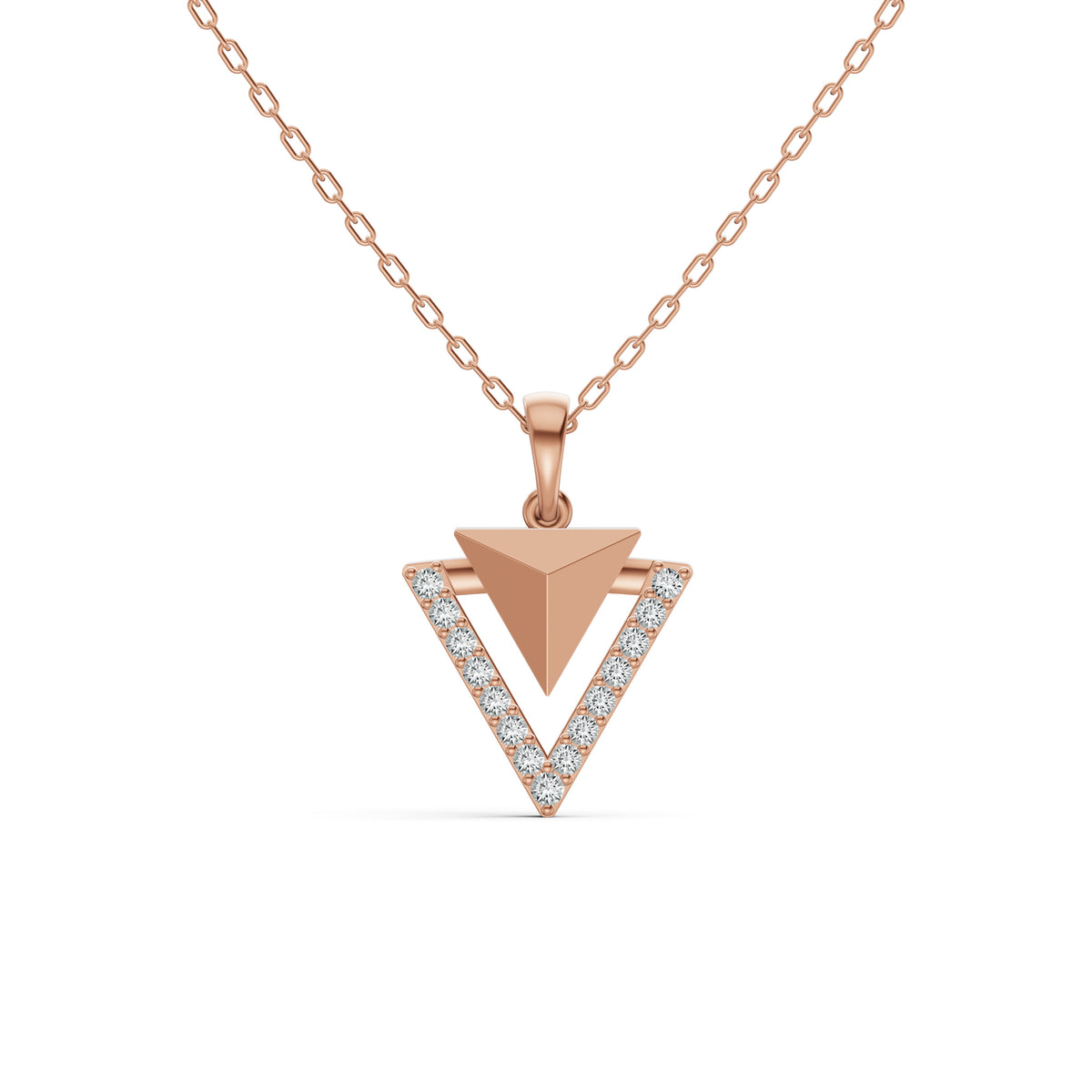 Geometric Triangle Diamond Pendant