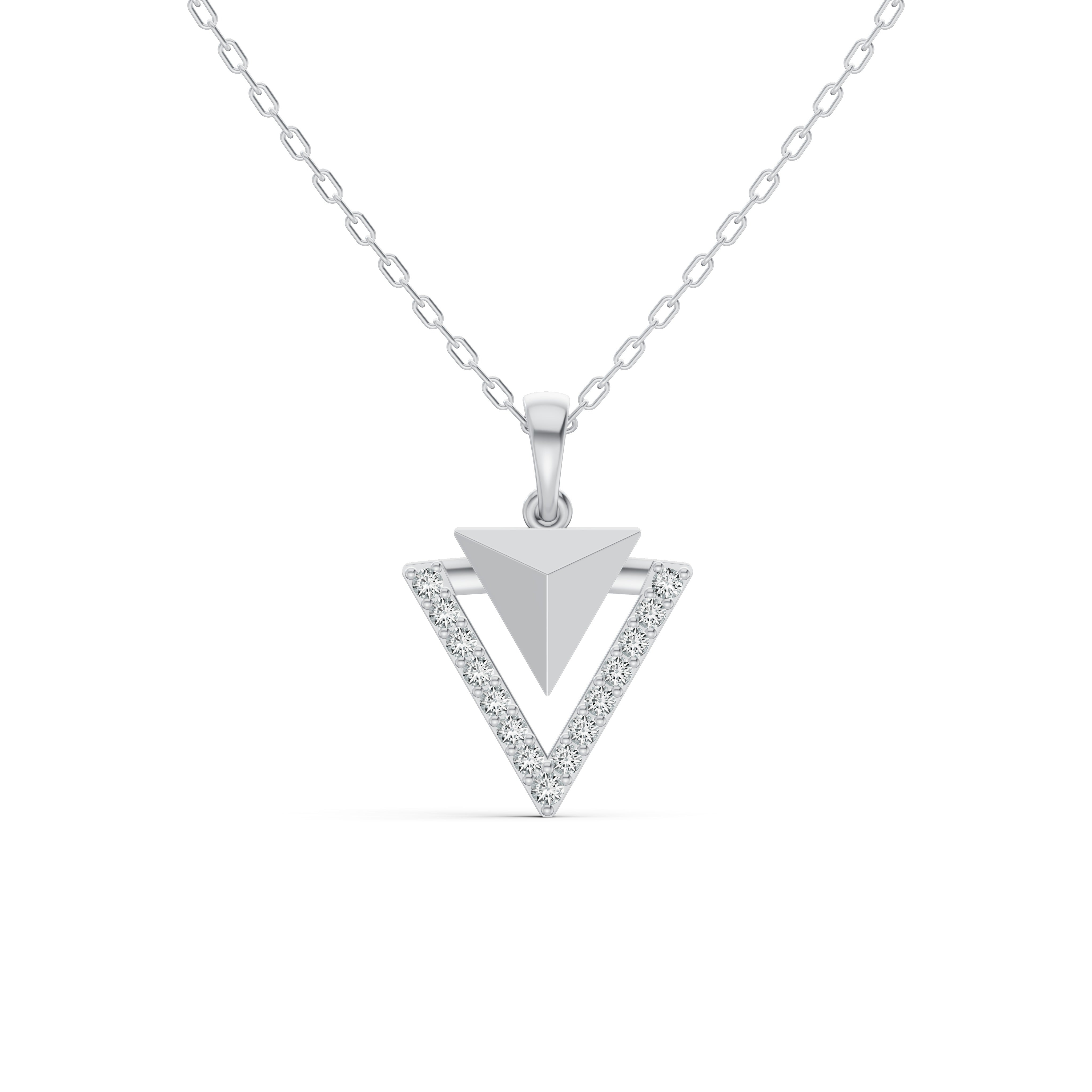 Geometric Triangle Diamond Pendant