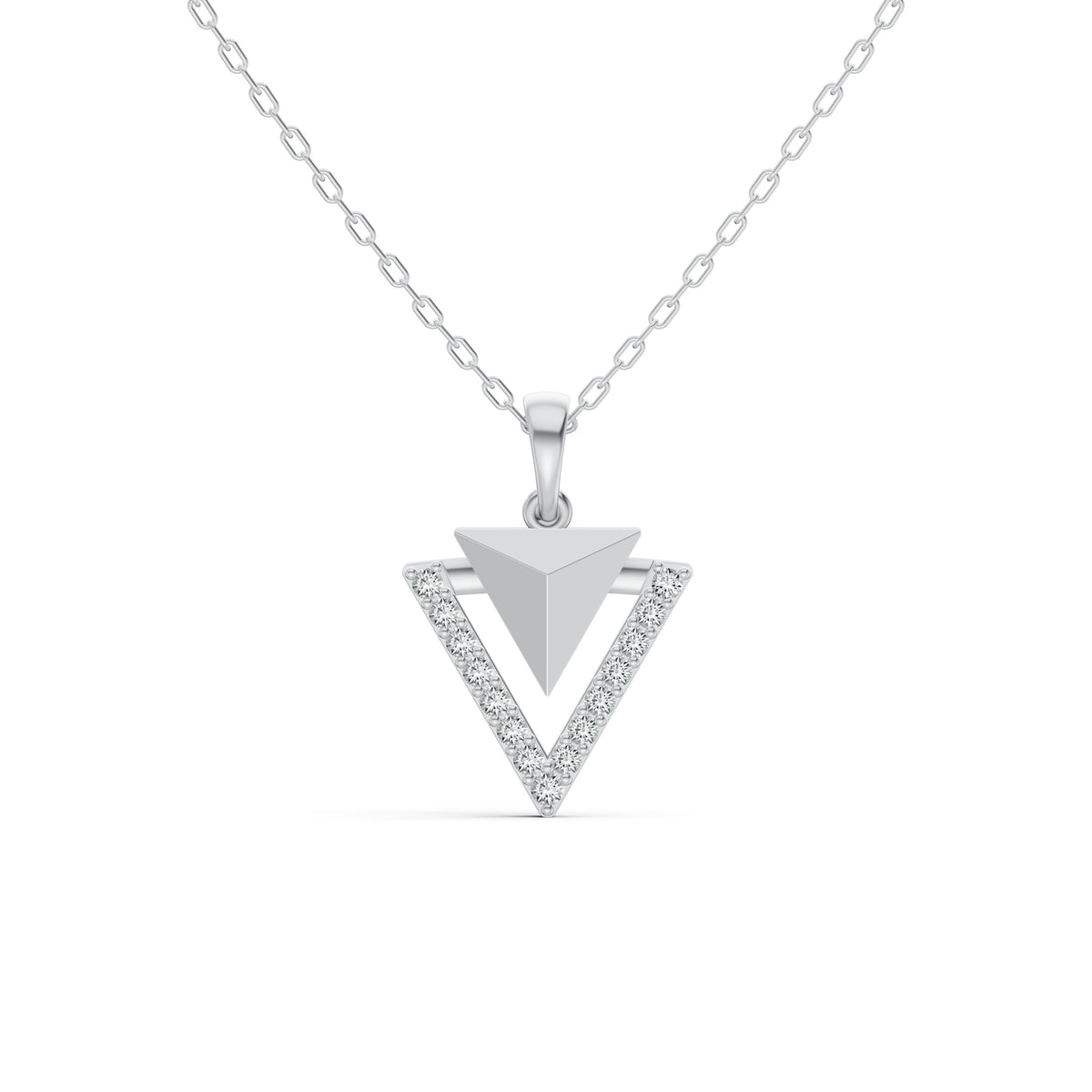 Geometric Triangle Diamond Pendant