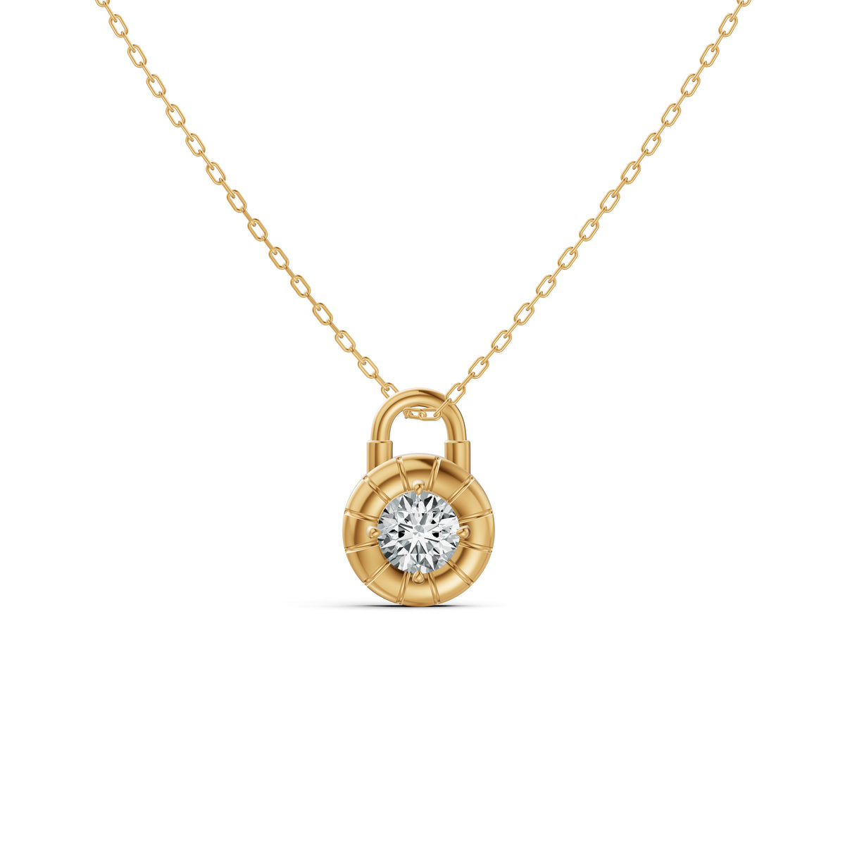 Solitaire Lock Diamond Pendant