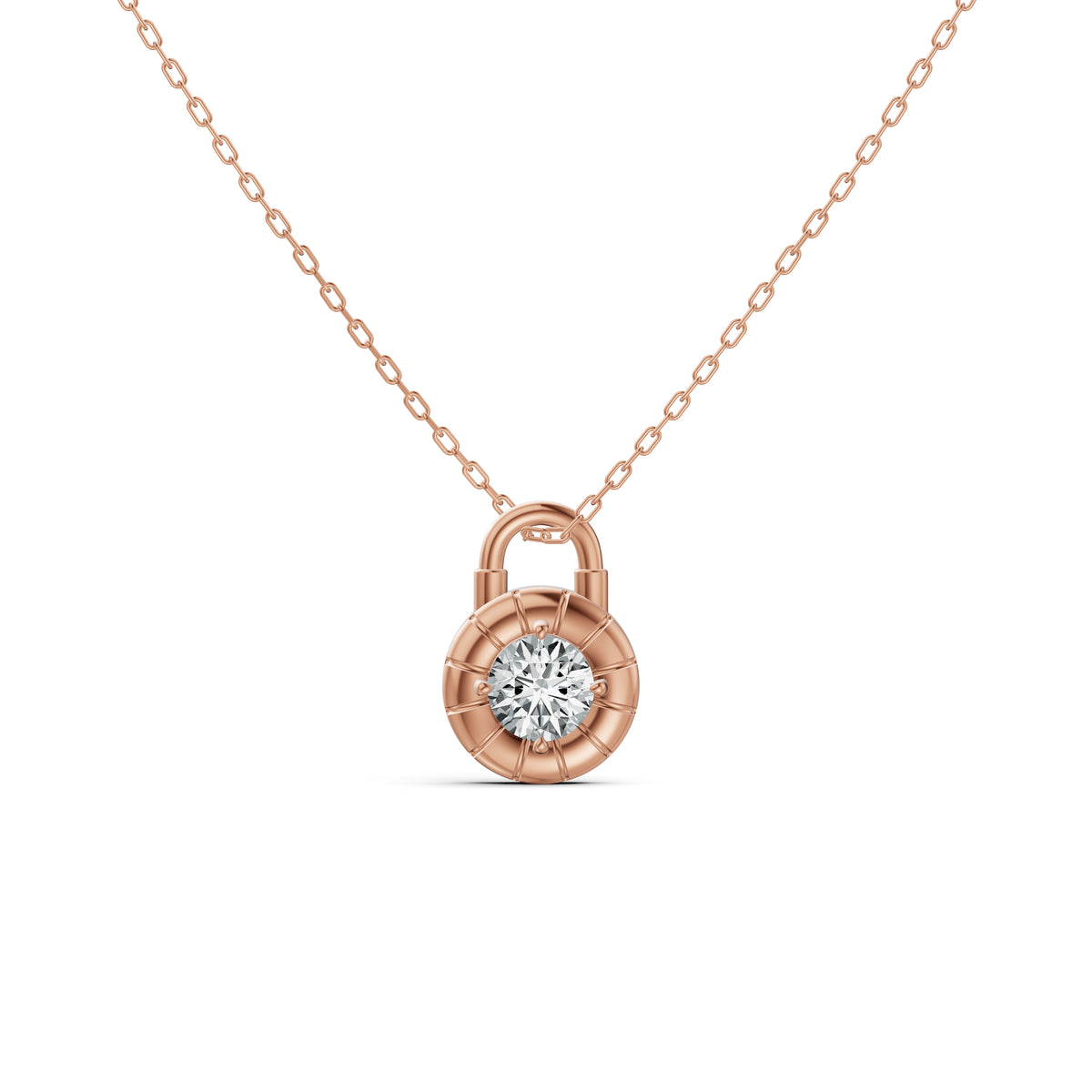 Solitaire Lock Diamond Pendant