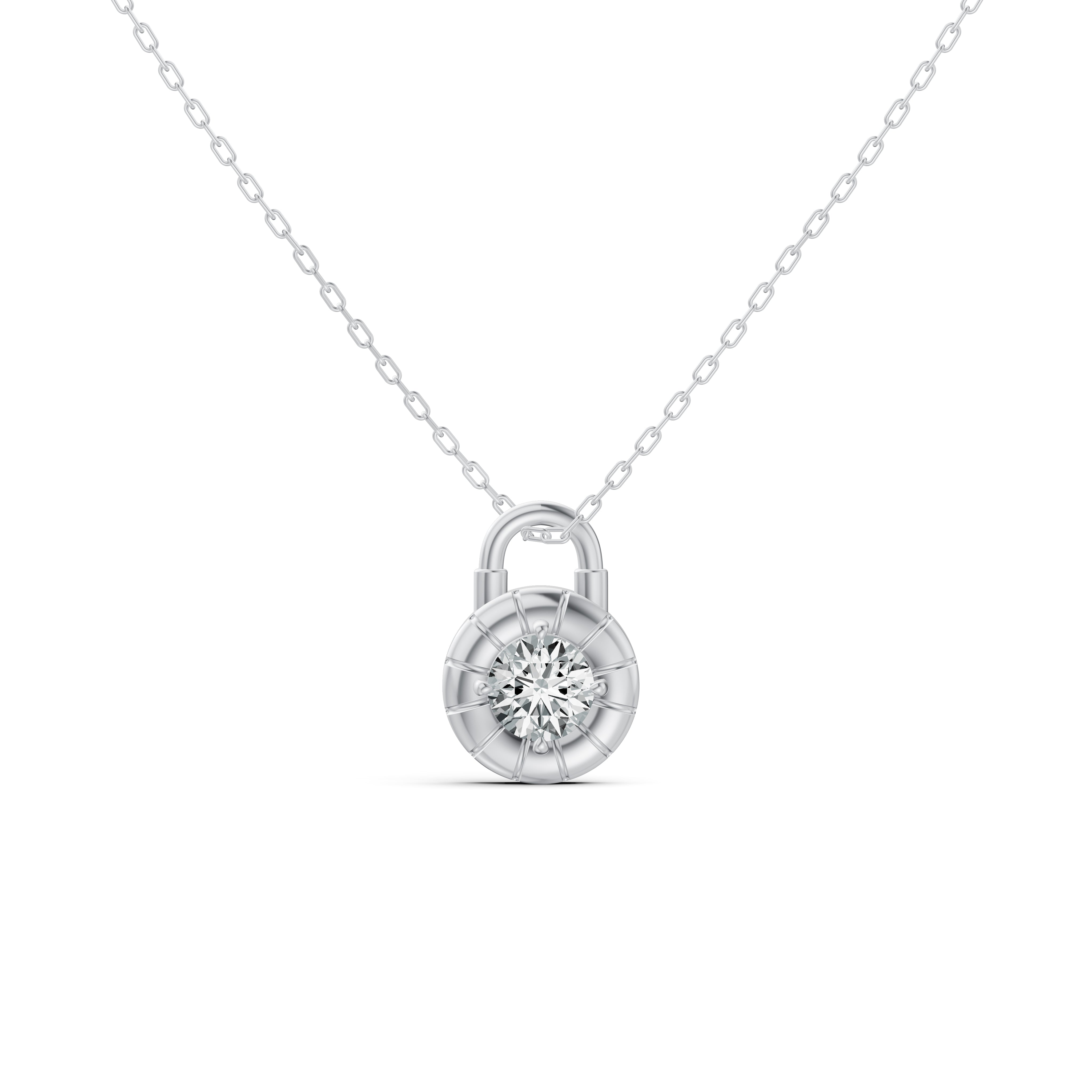 Solitaire Lock Diamond Pendant