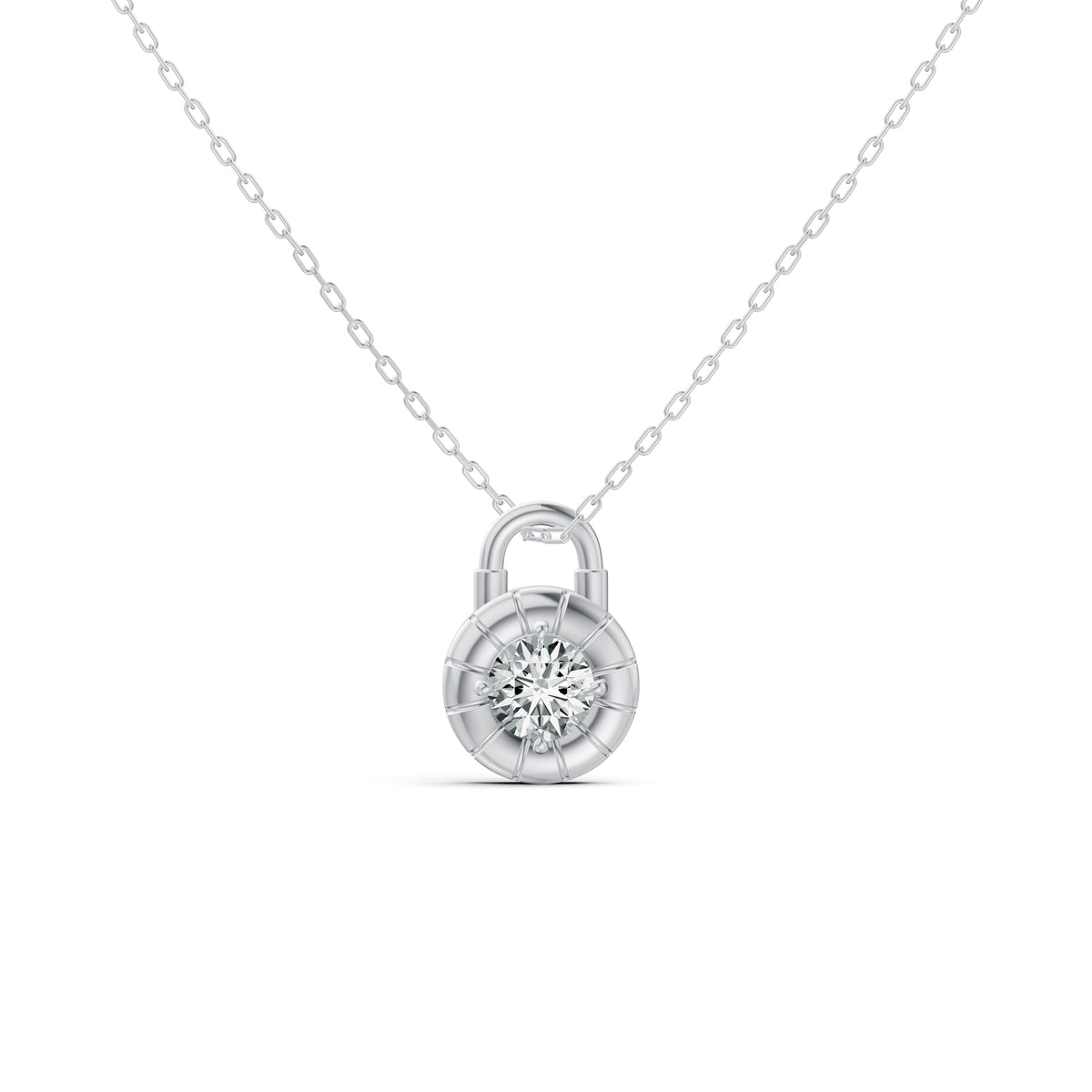 Solitaire Lock Diamond Pendant