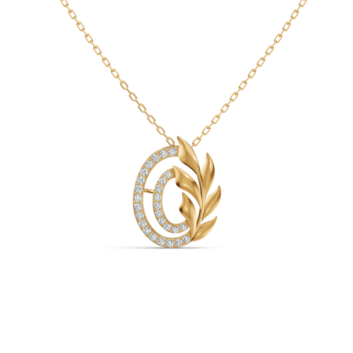 Leaf Swirl Diamond Pendant