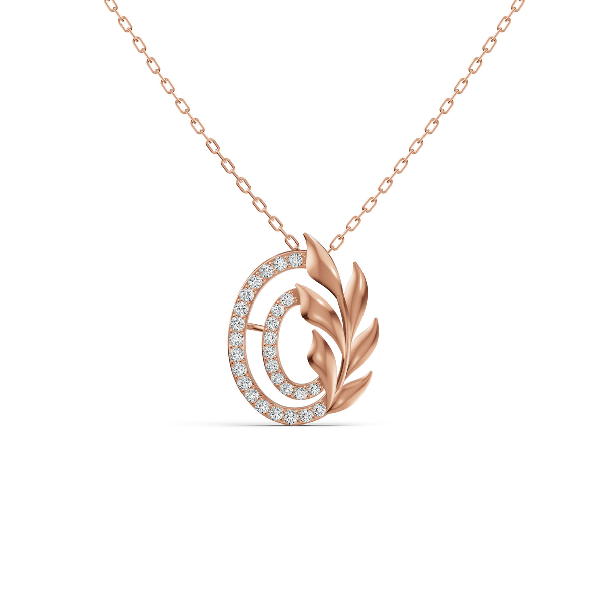 Leaf Swirl Diamond Pendant