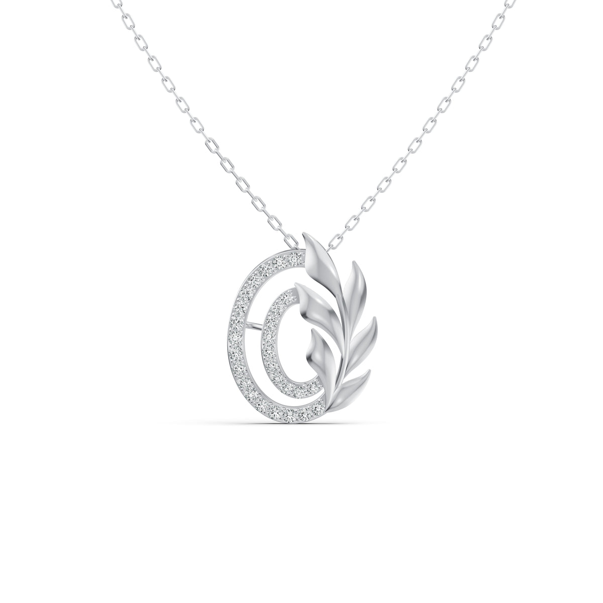 Leaf Swirl Diamond Pendant
