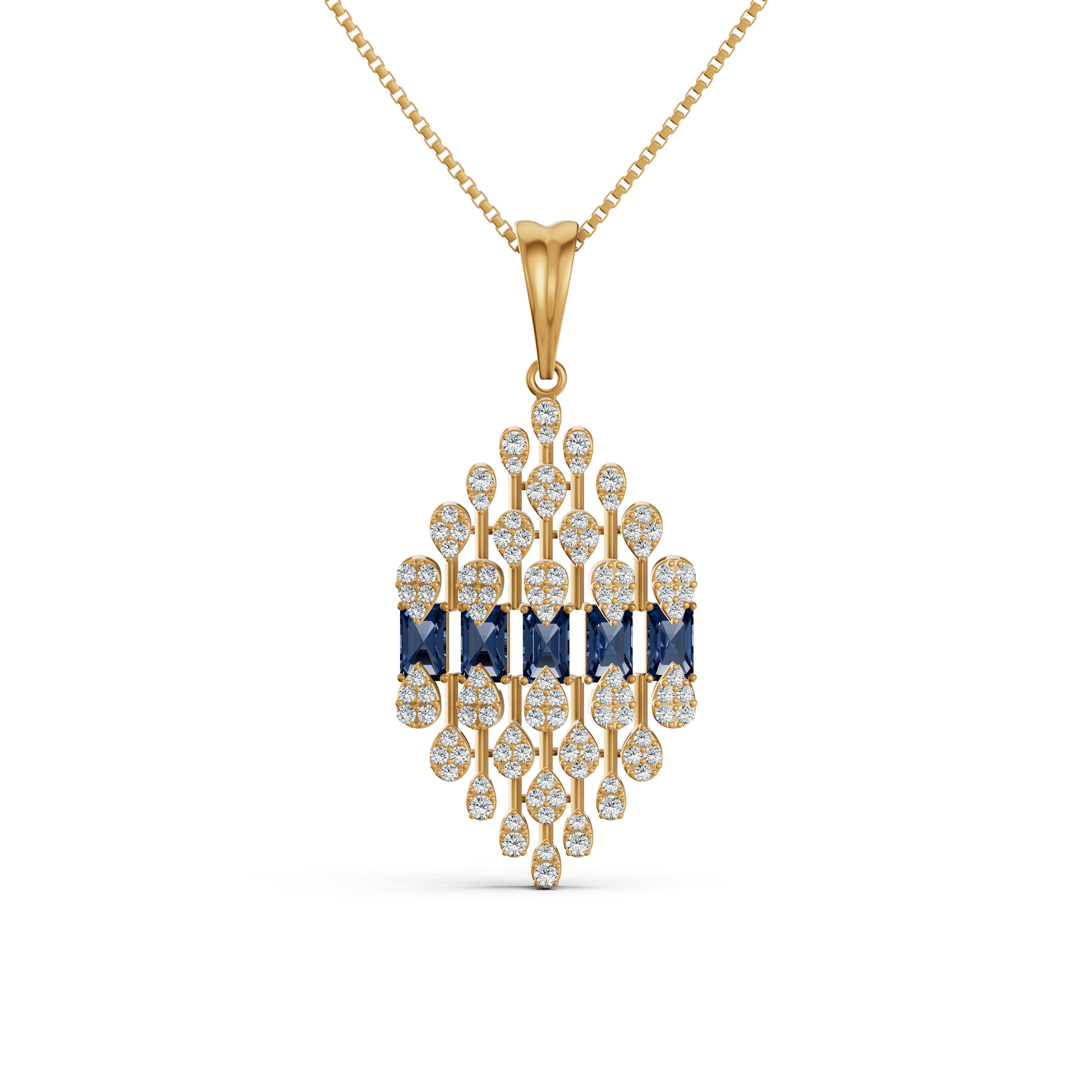 Geometric Blue Royale Diamond Pendant