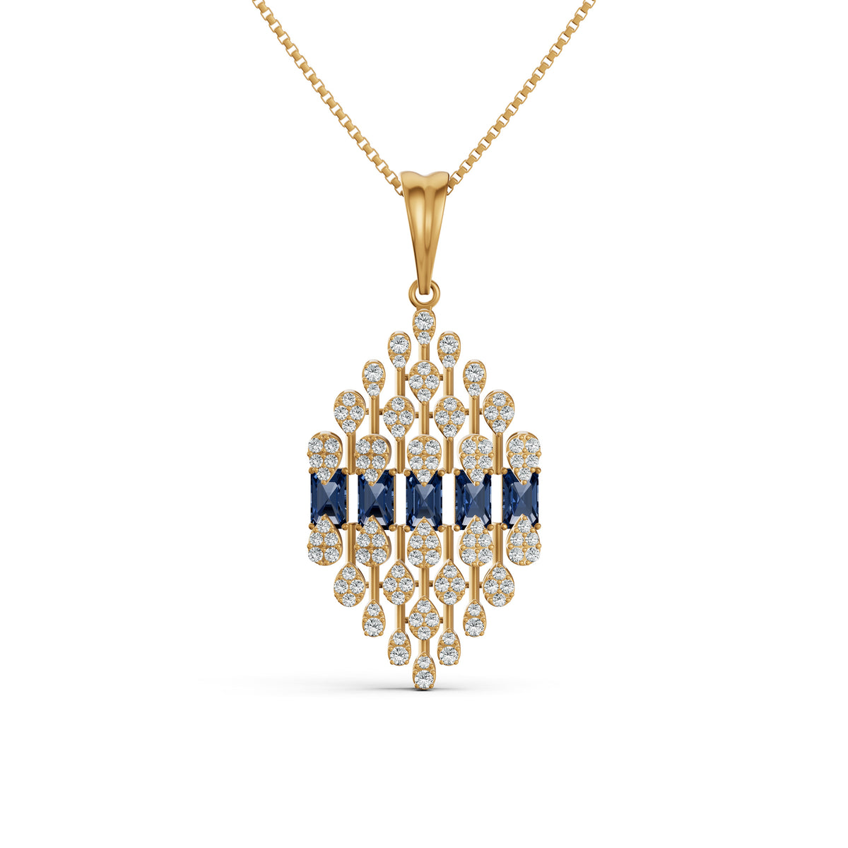Geometric Blue Royale Diamond Pendant