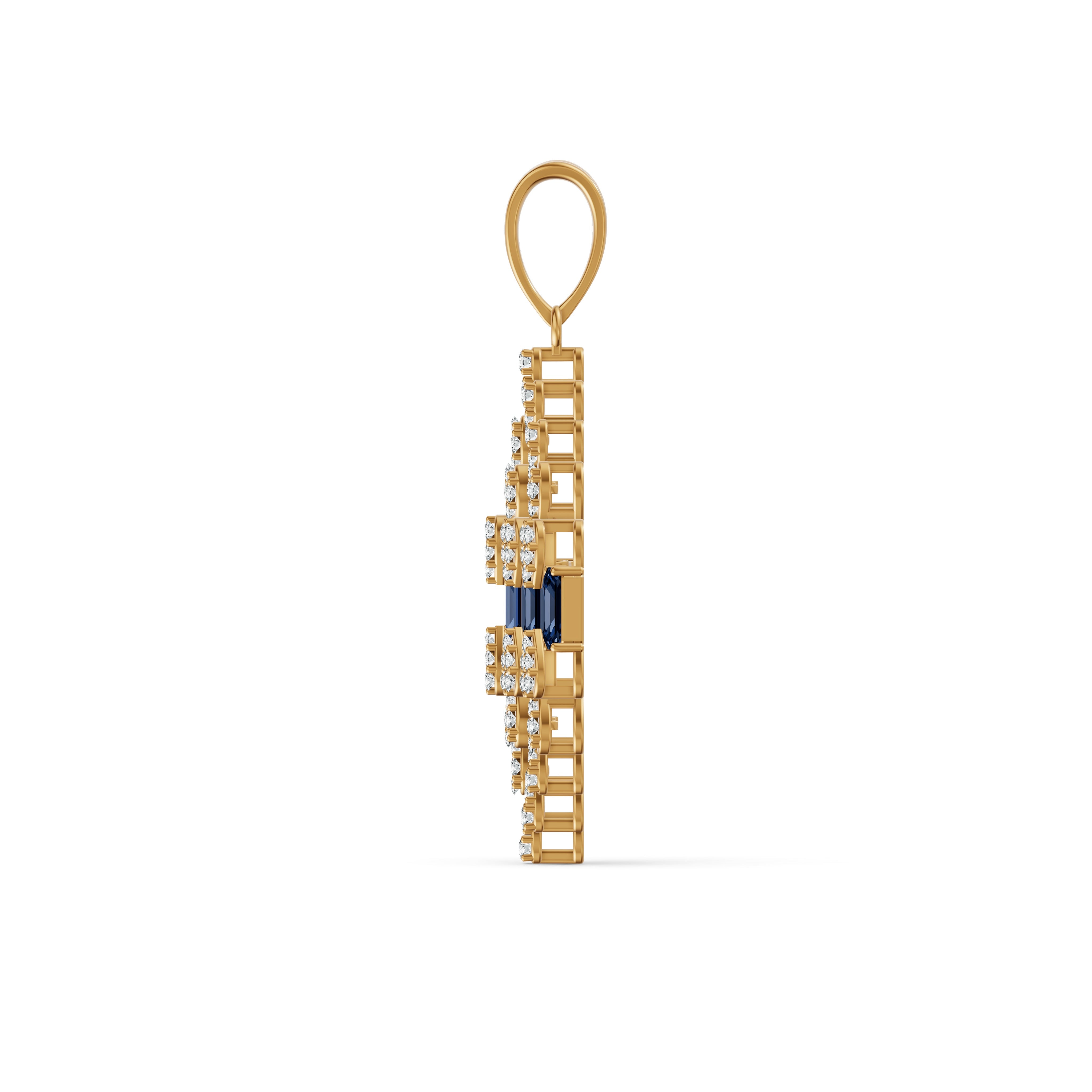 Geometric Blue Royale Diamond Pendant