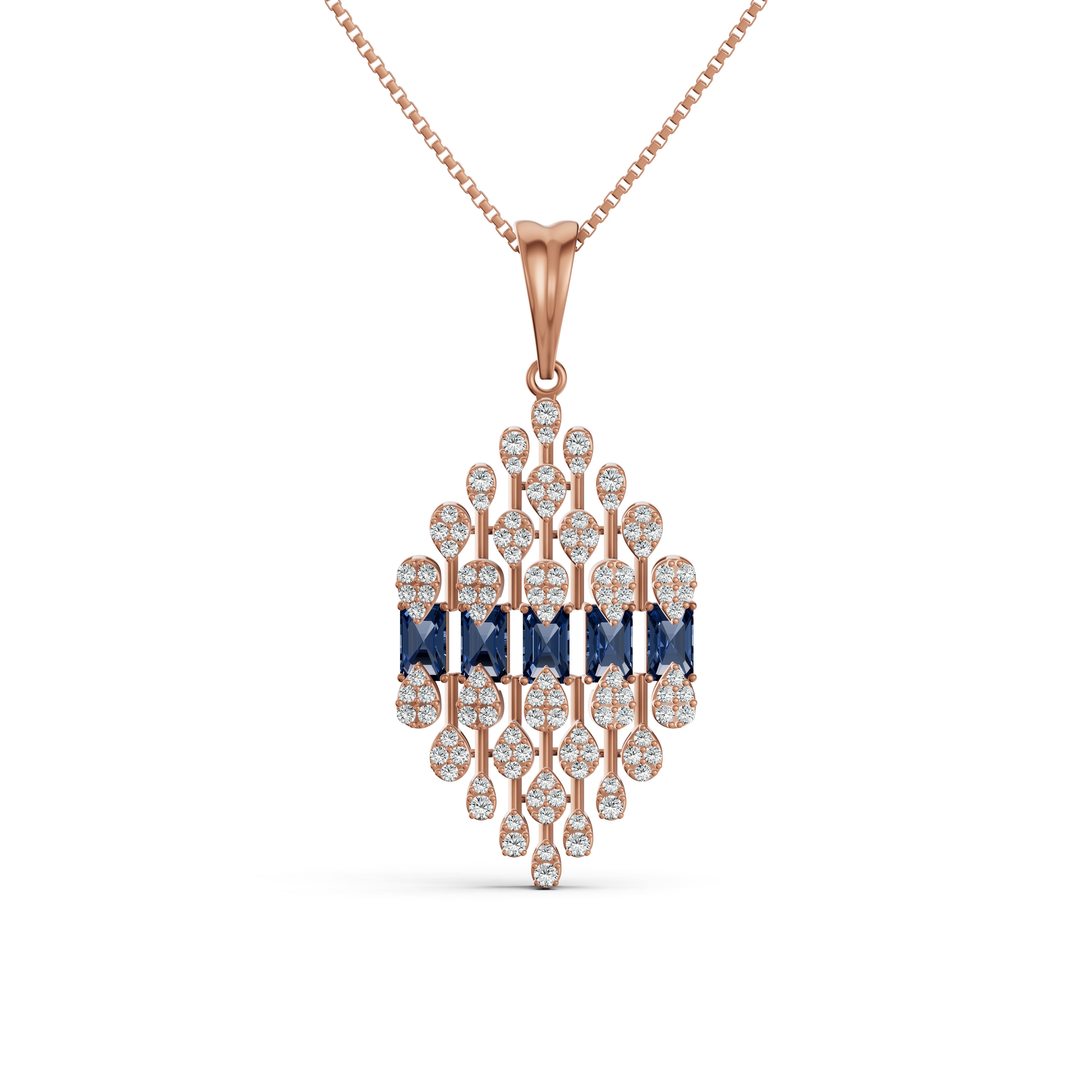 Geometric Blue Royale Diamond Pendant