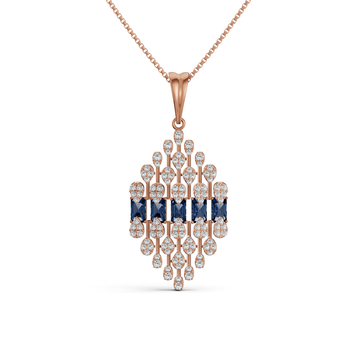 Geometric Blue Royale Diamond Pendant