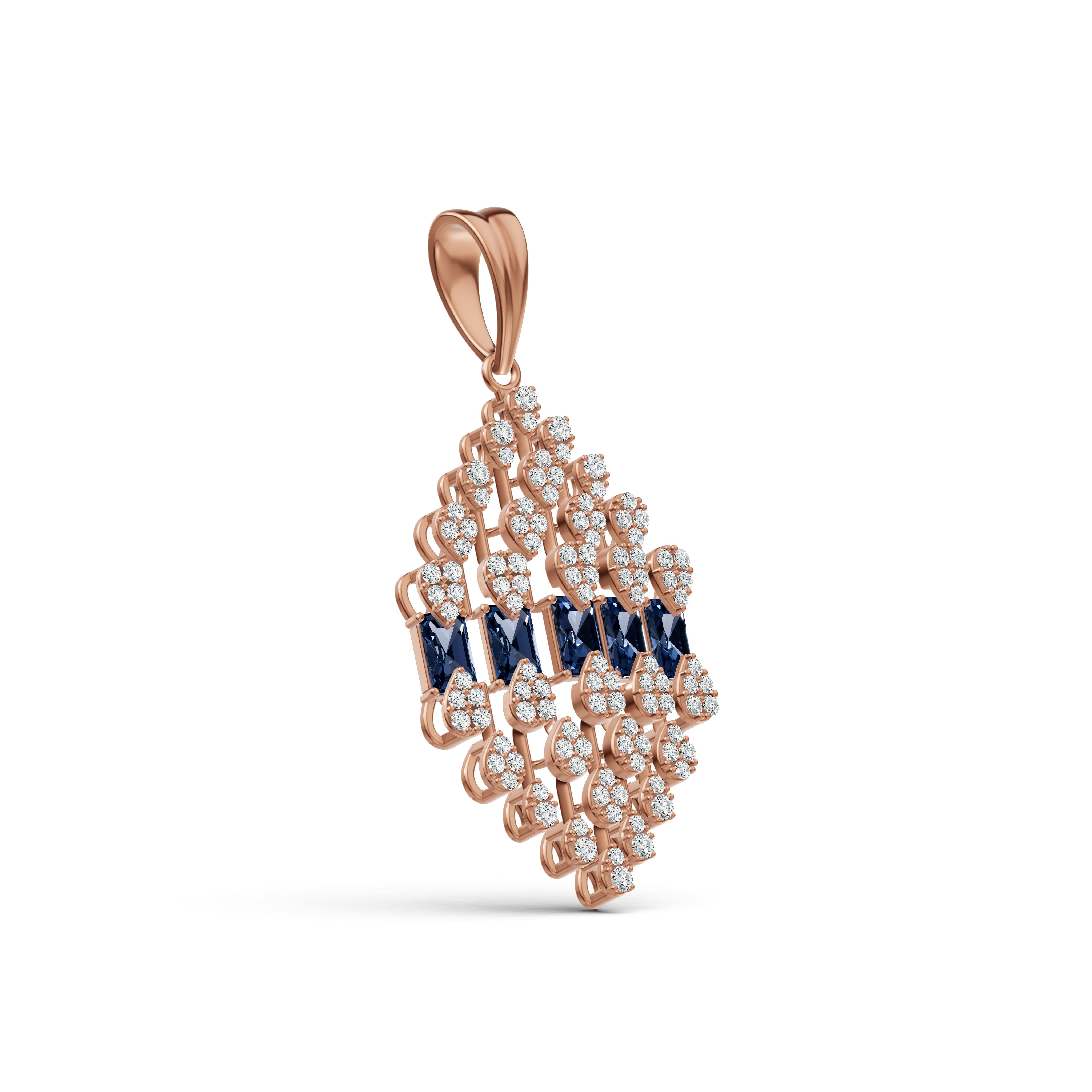 Geometric Blue Royale Diamond Pendant
