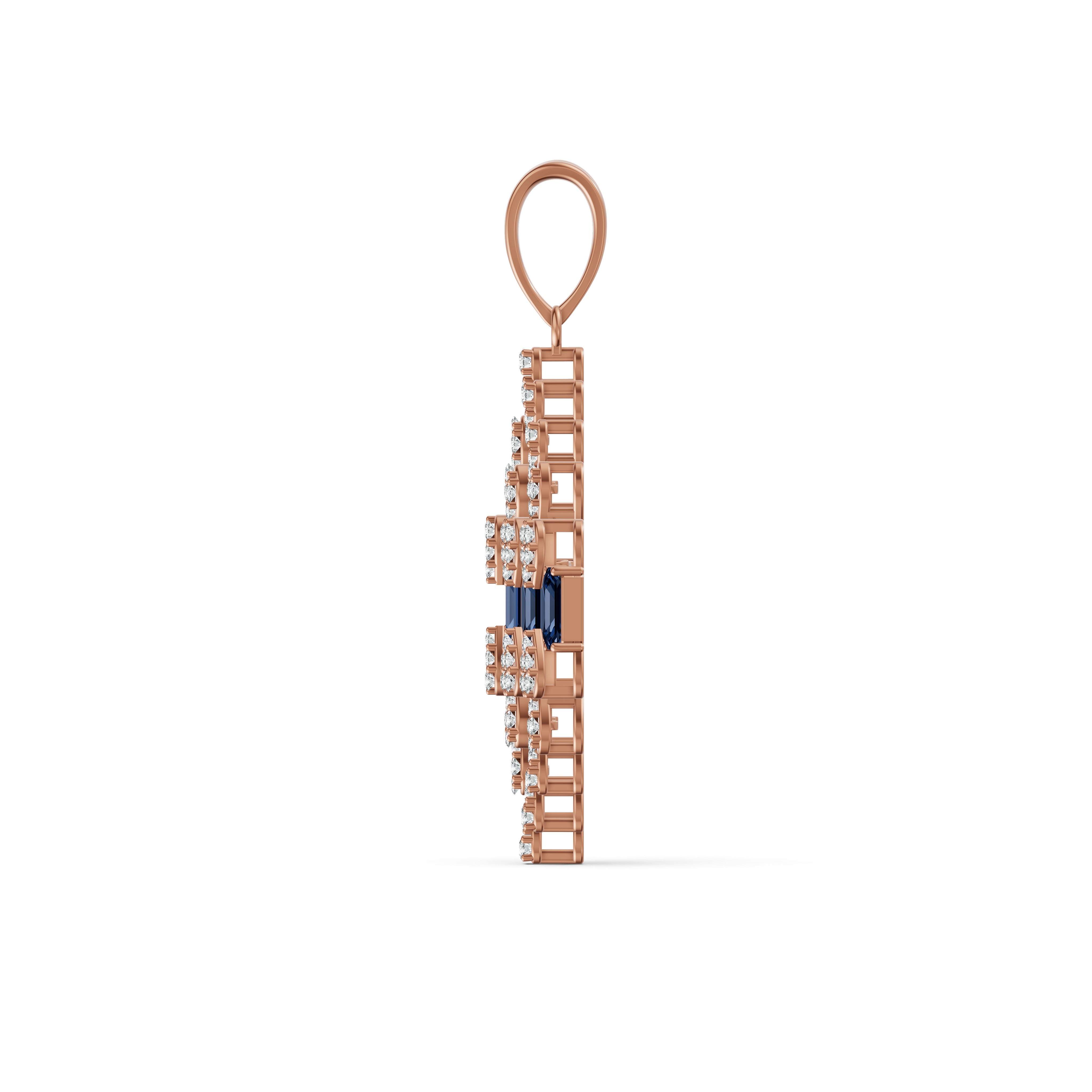 Geometric Blue Royale Diamond Pendant