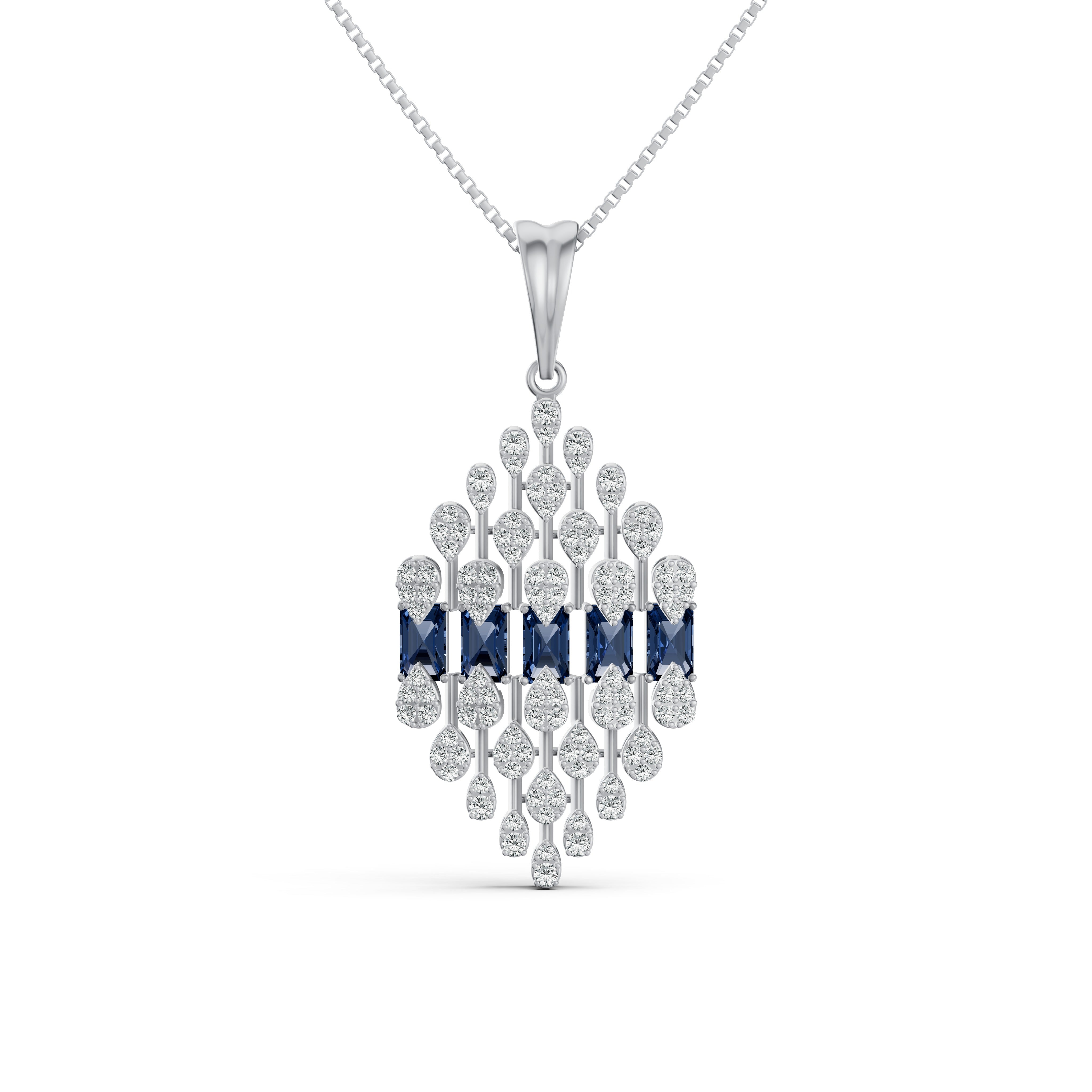 Geometric Blue Royale Diamond Pendant