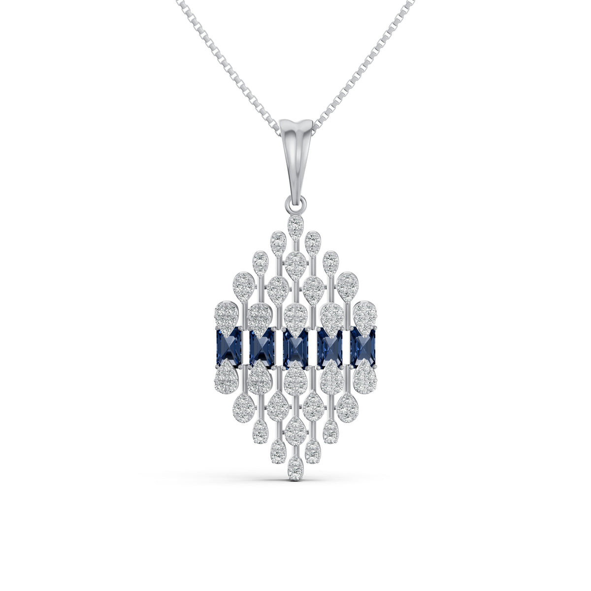 Geometric Blue Royale Diamond Pendant