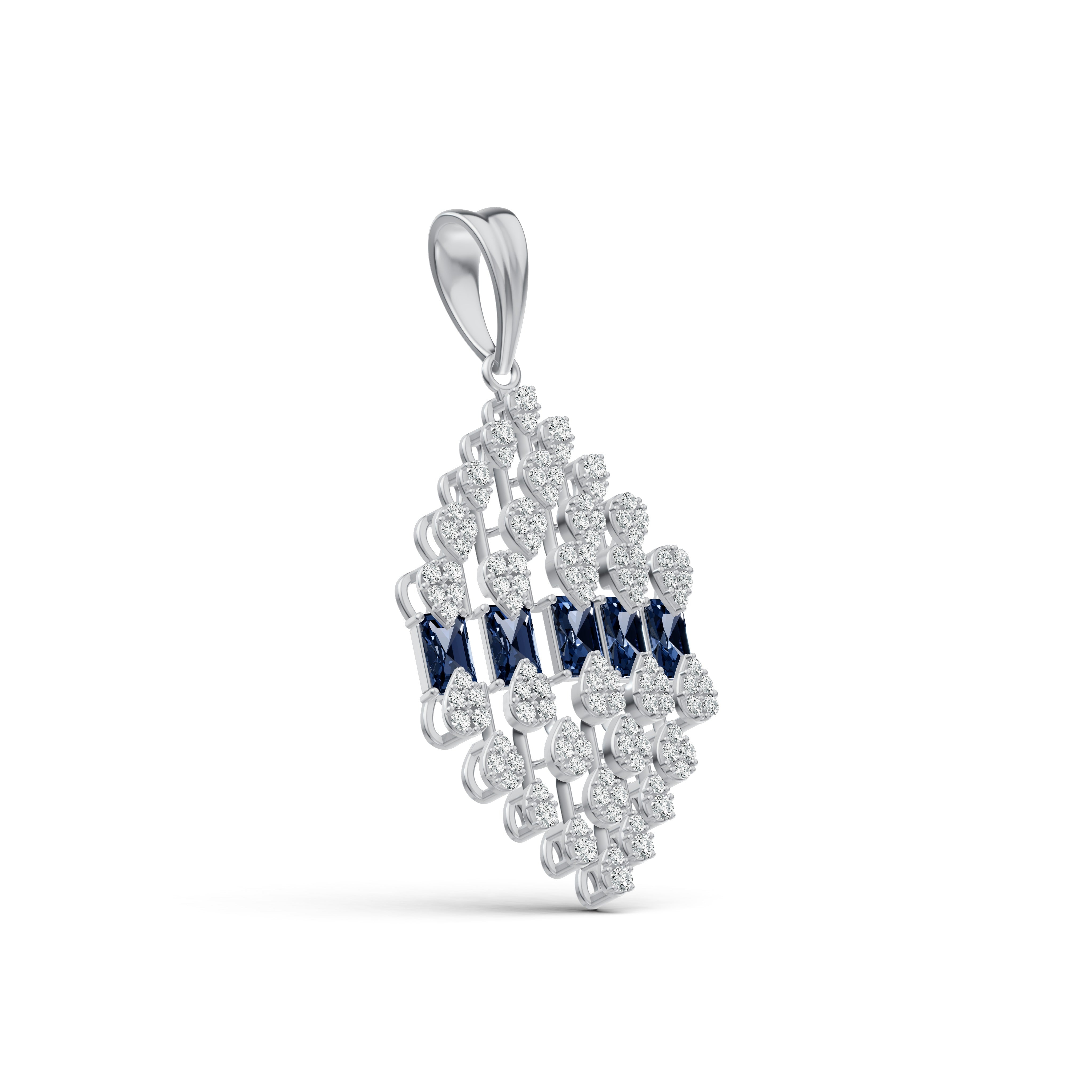 Geometric Blue Royale Diamond Pendant