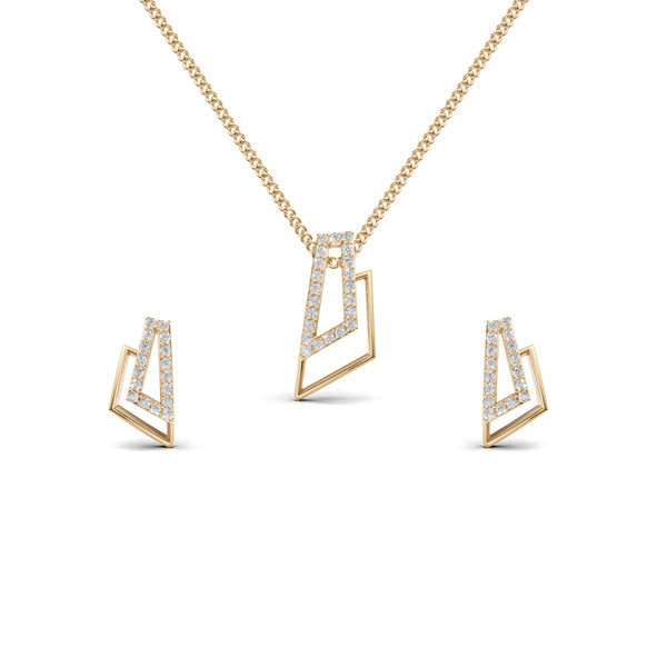 Geo Frame Diamond Pendant & Earring Set