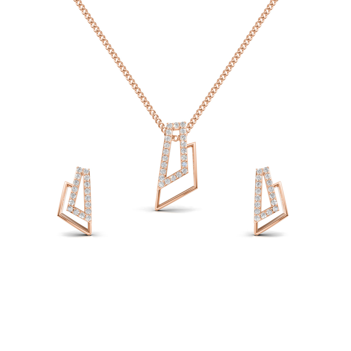 Geo Frame Diamond Pendant & Earring Set