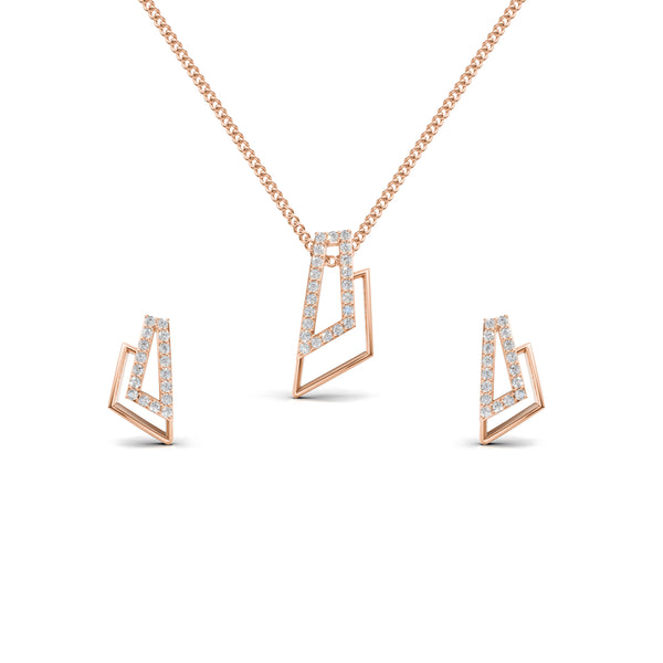 Geo Frame Diamond Pendant & Earring Set