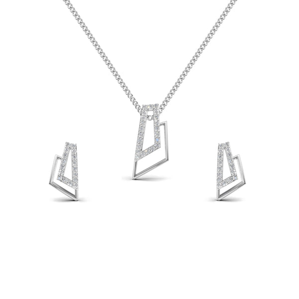Geo Frame Diamond Pendant & Earring Set