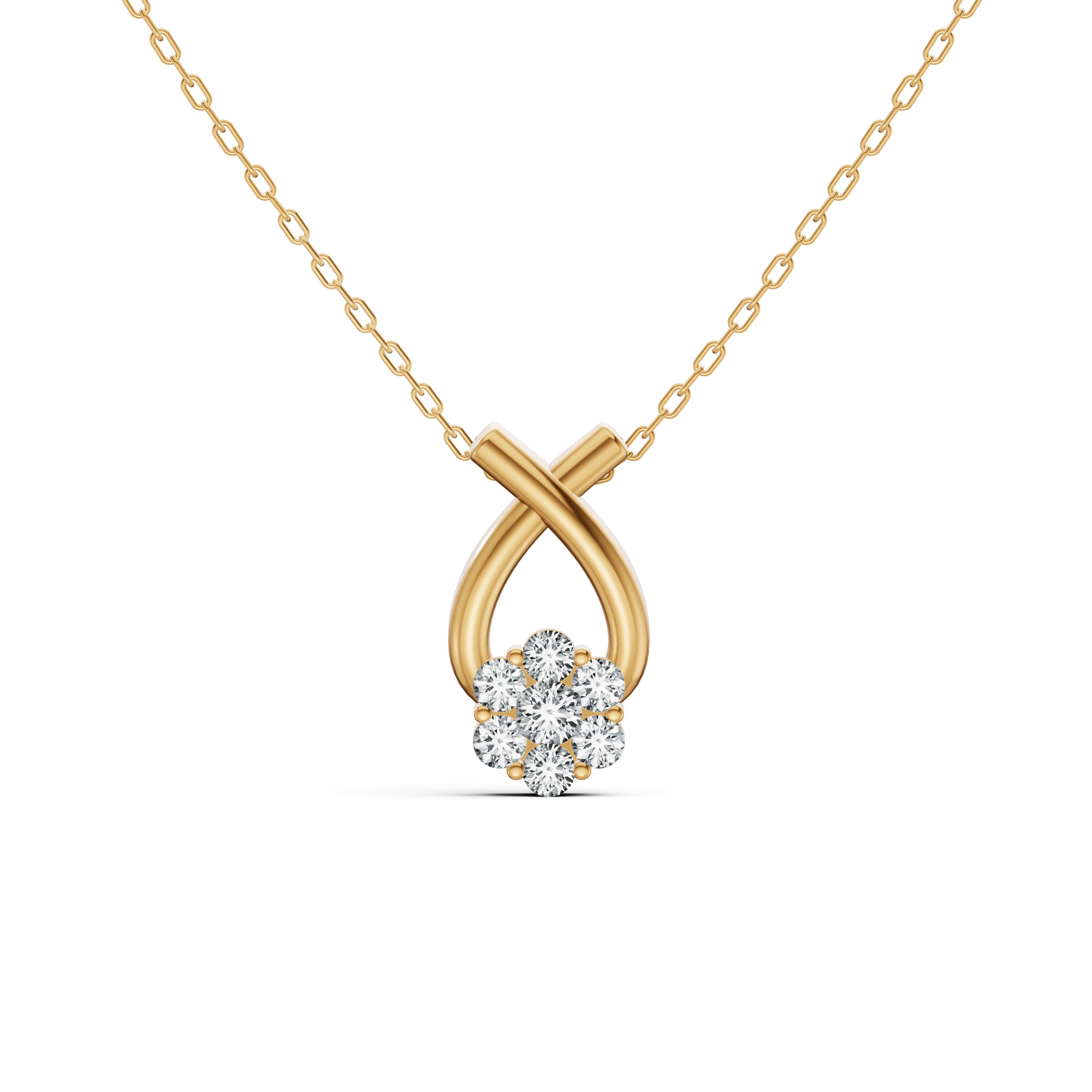 Floral Cluster Drop Diamond Pendant
