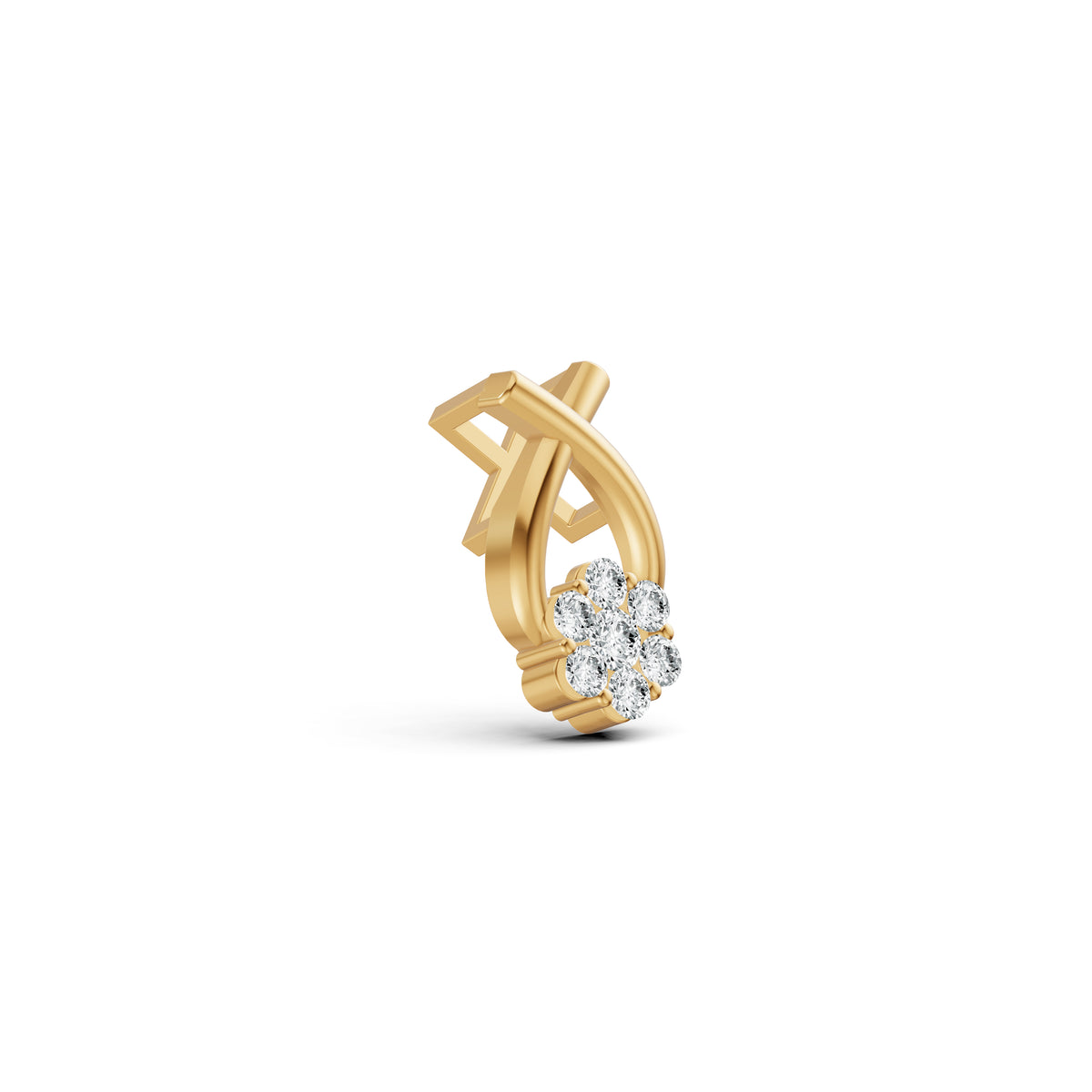 Floral Cluster Drop Diamond Pendant