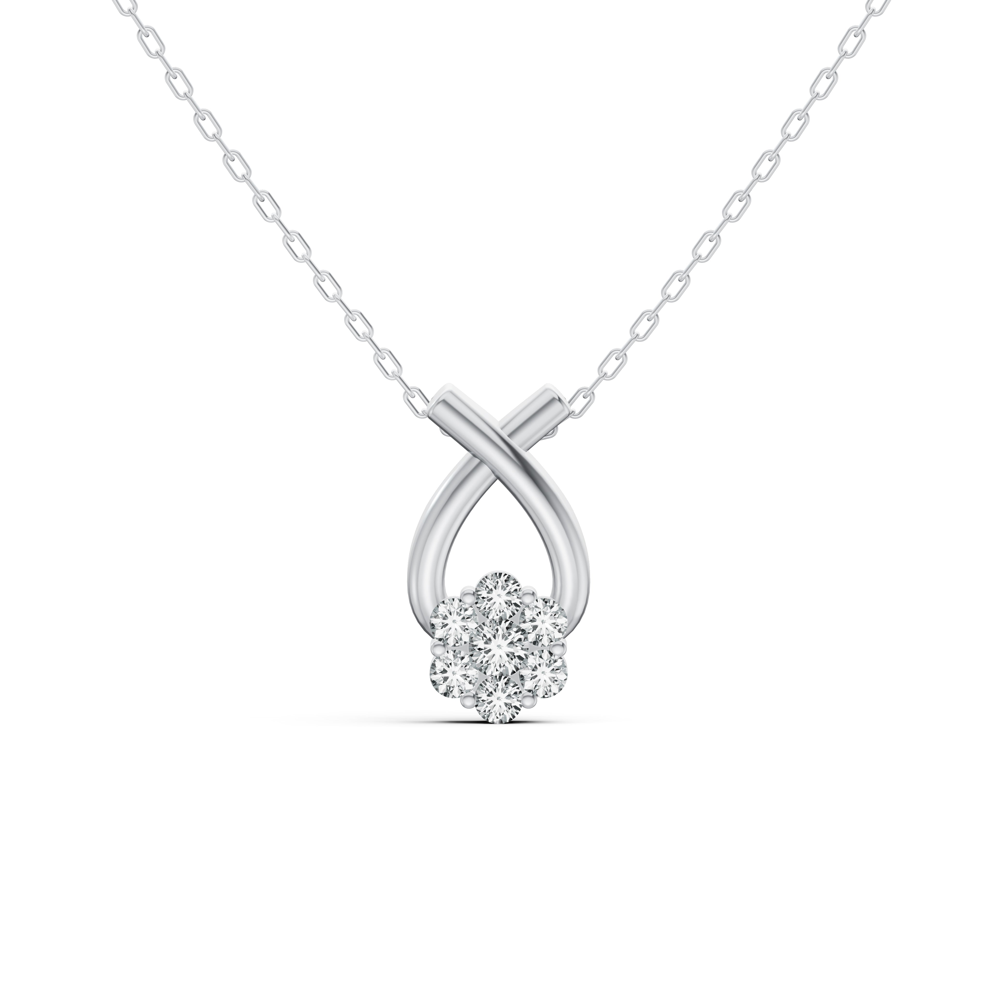 Floral Cluster Drop Diamond Pendant