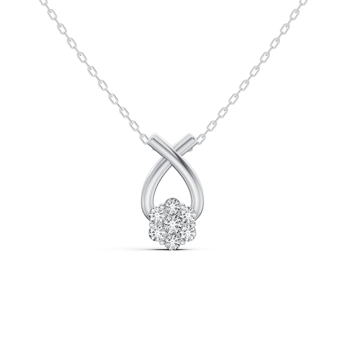 Floral Cluster Drop Diamond Pendant