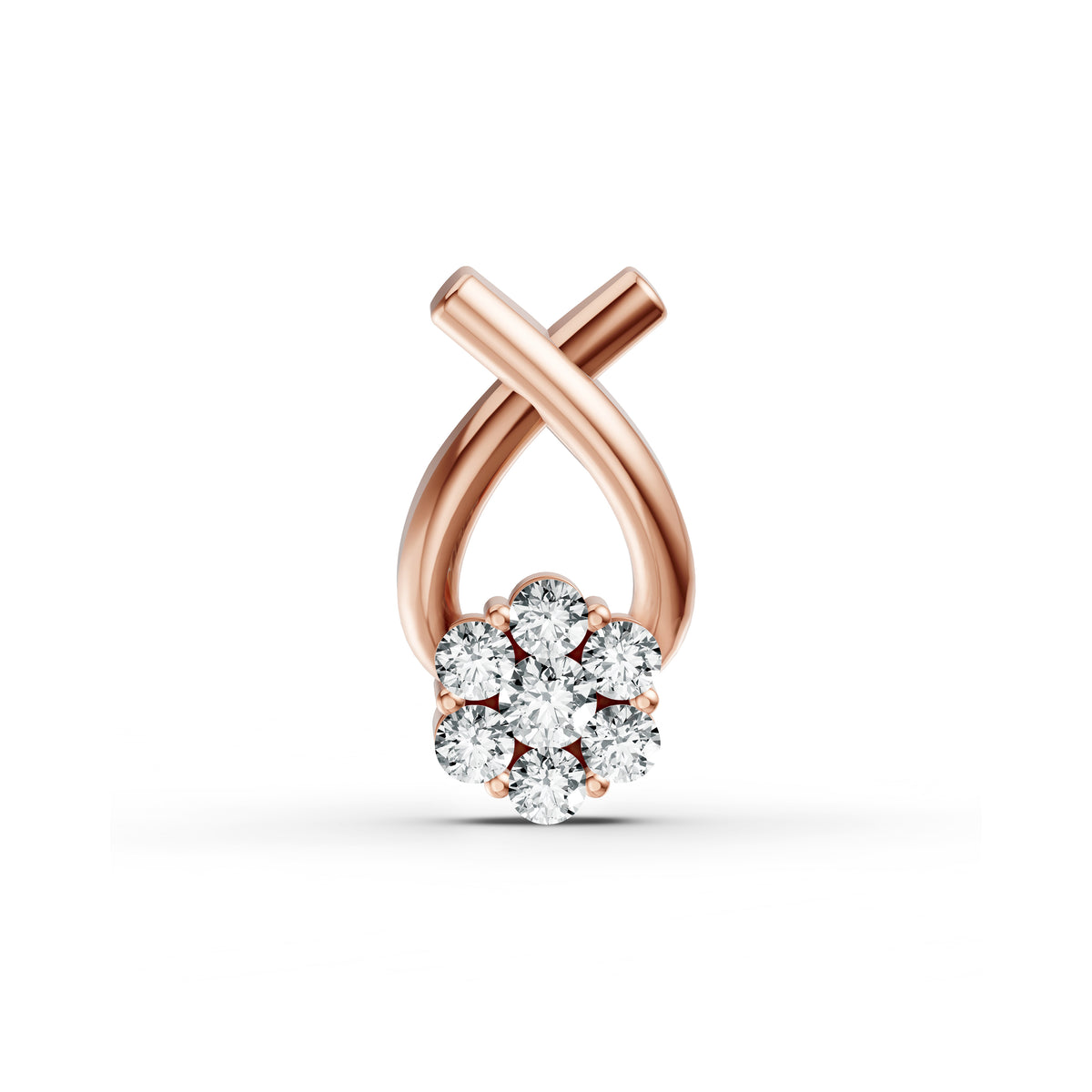 Floral Cluster Drop Diamond Pendant