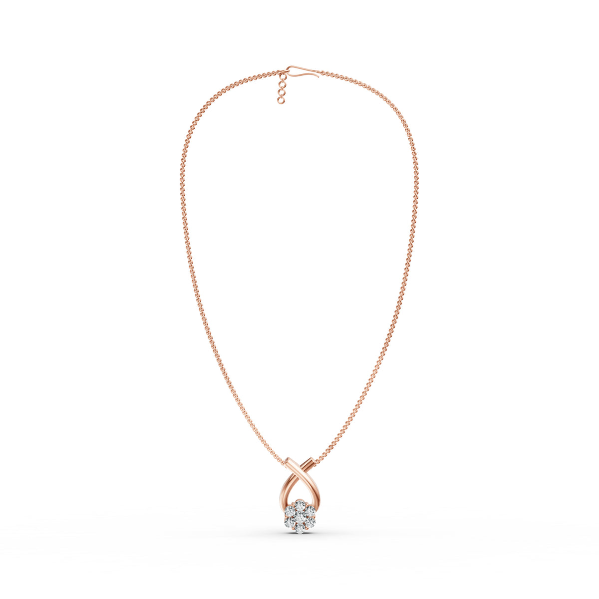 Floral Cluster Drop Diamond Pendant