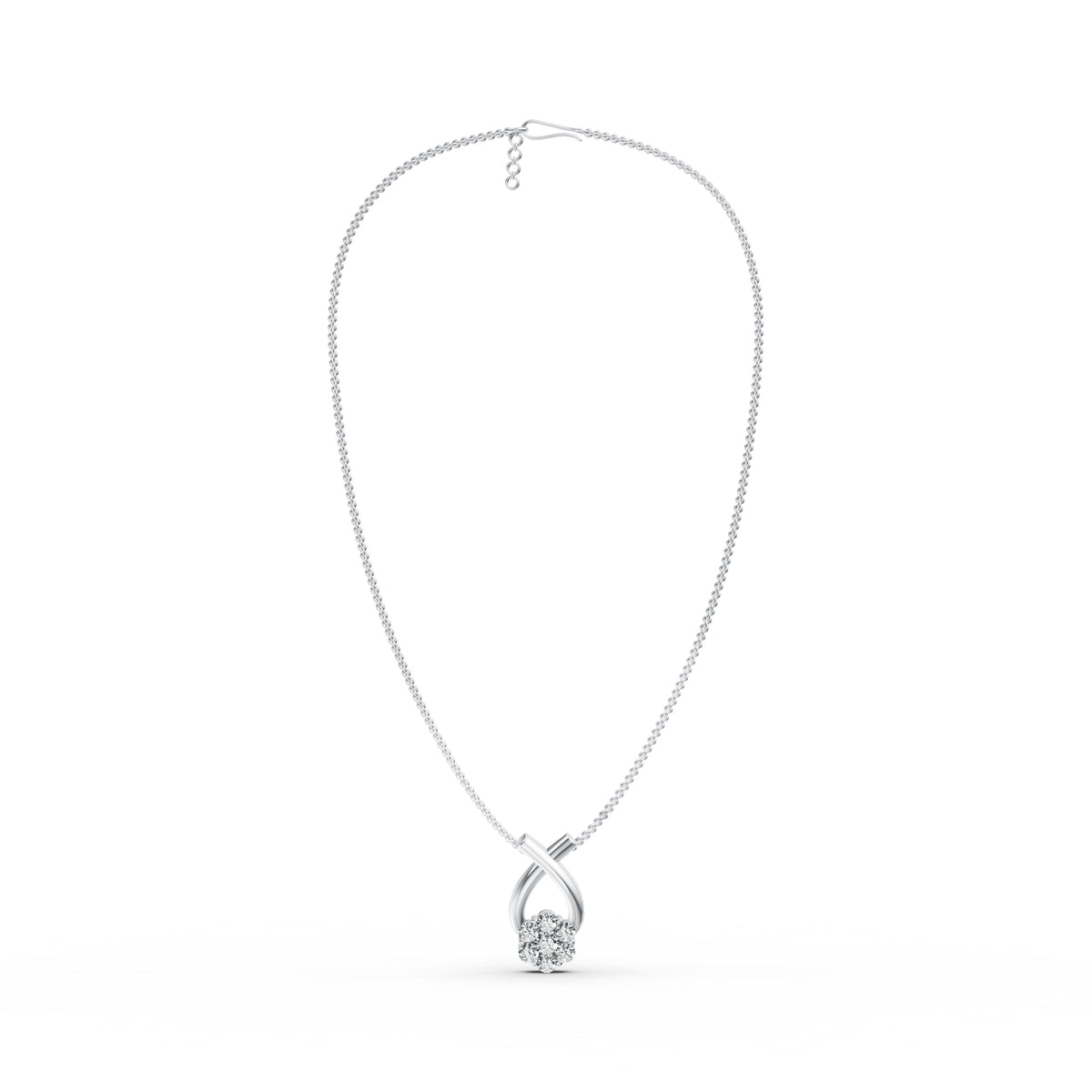 Floral Cluster Drop Diamond Pendant