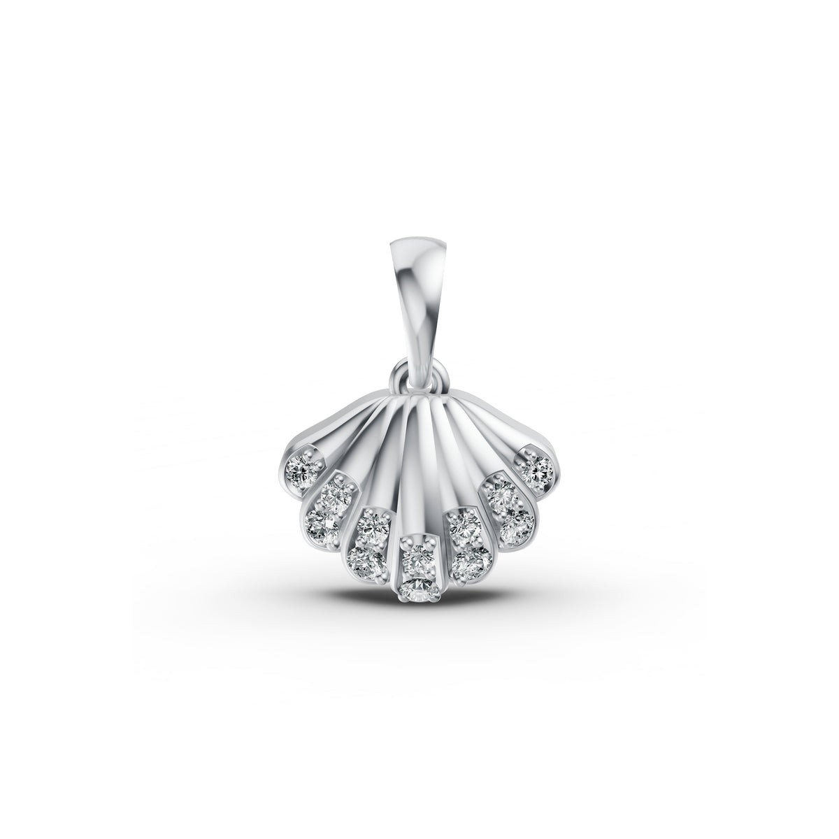 Seashell Diamond Pendant & Earring Set