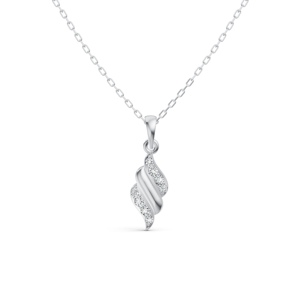 Elegant Wave Diamond Pendant
