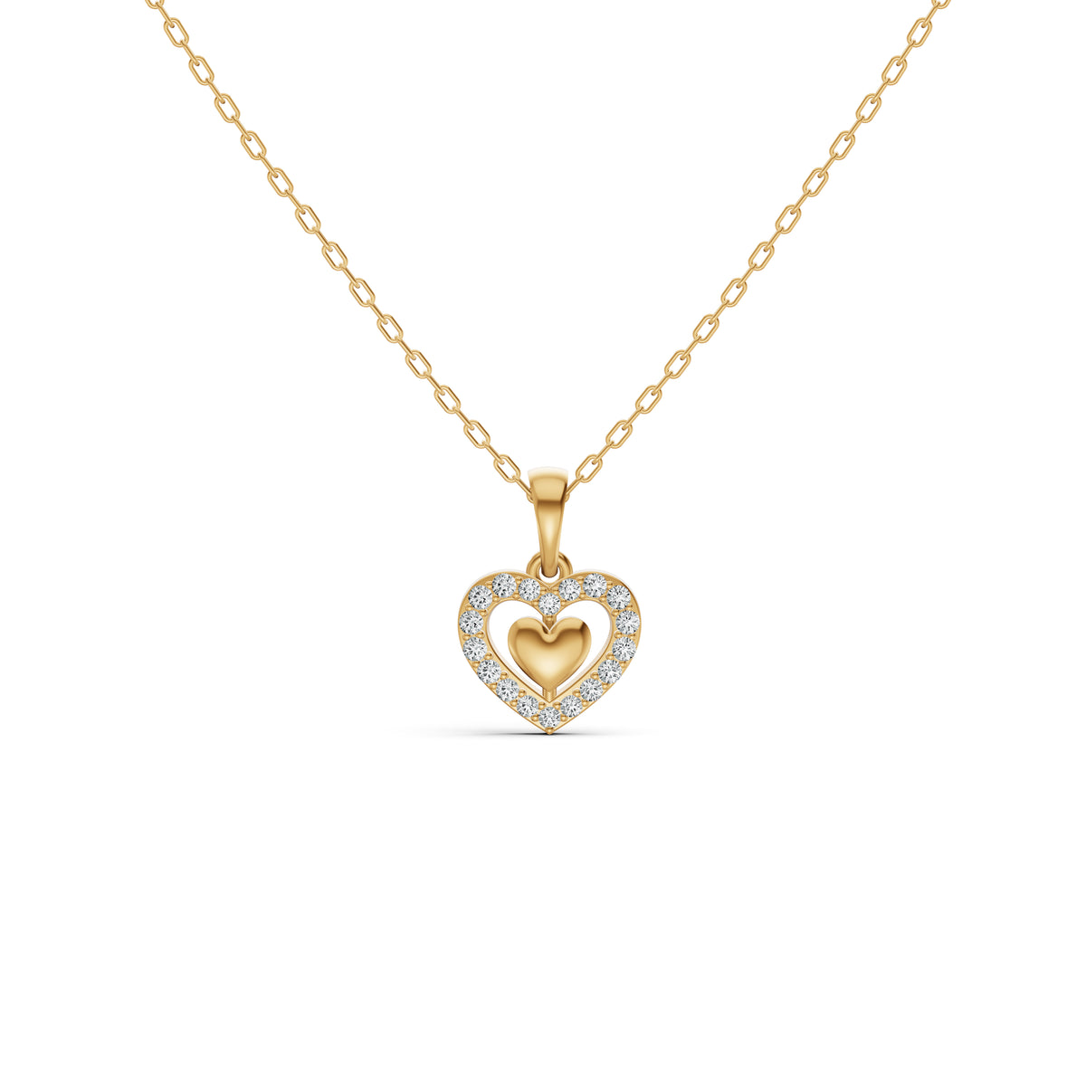 Double Heart Diamond Pendant