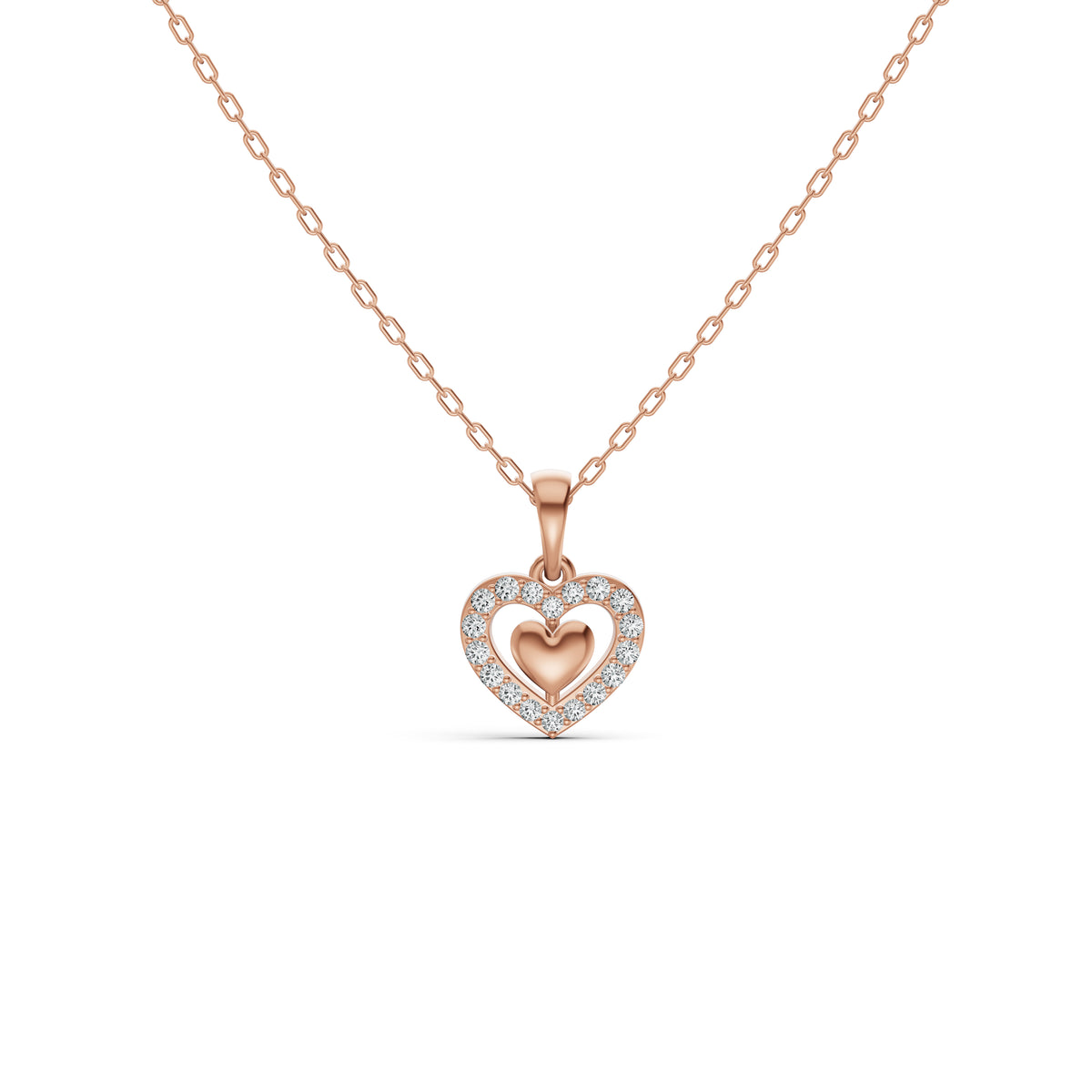 Double Heart Diamond Pendant