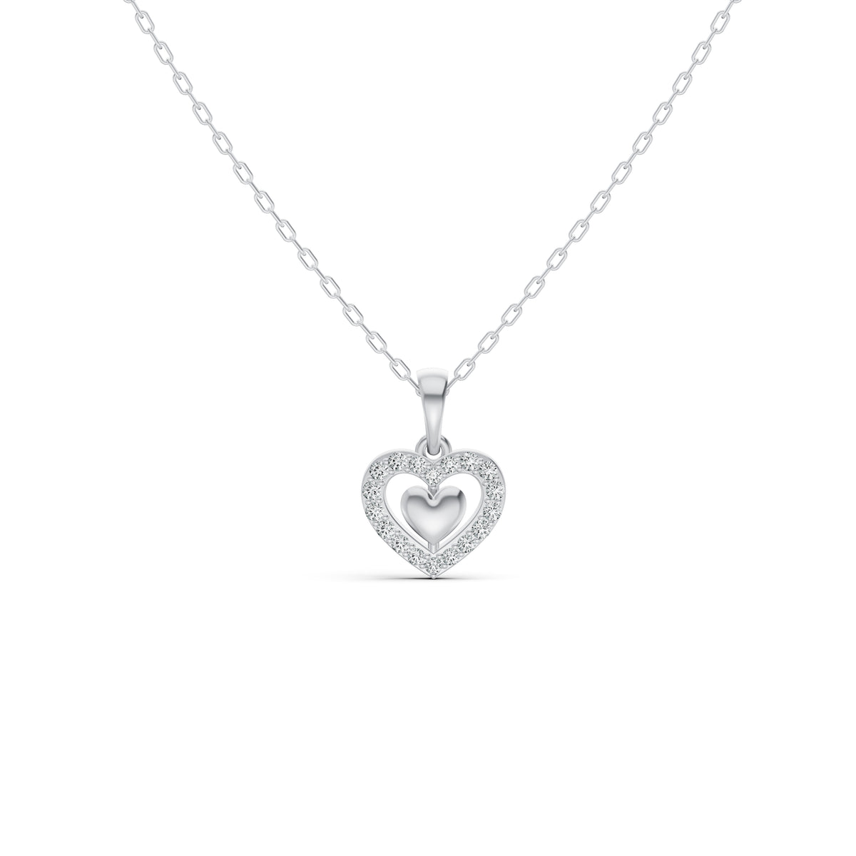 Double Heart Diamond Pendant