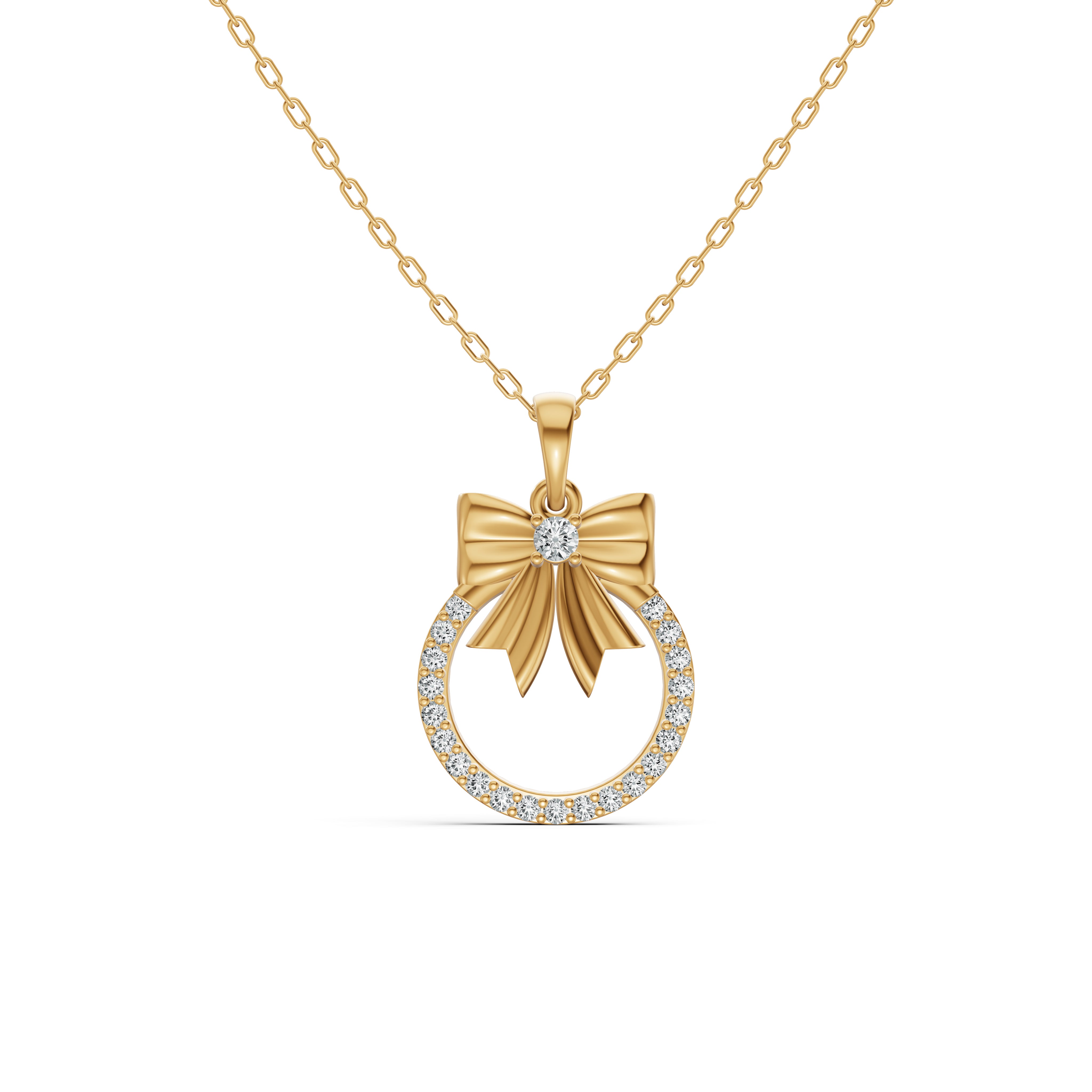 Elegant Bow Diamond Pendant