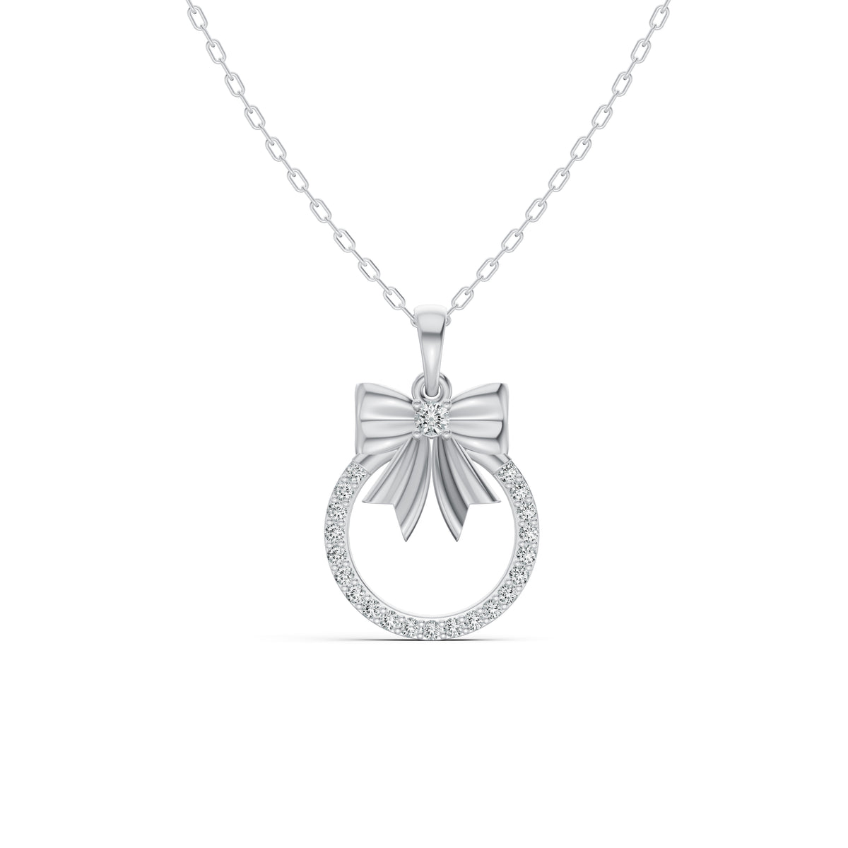 Elegant Bow Diamond Pendant