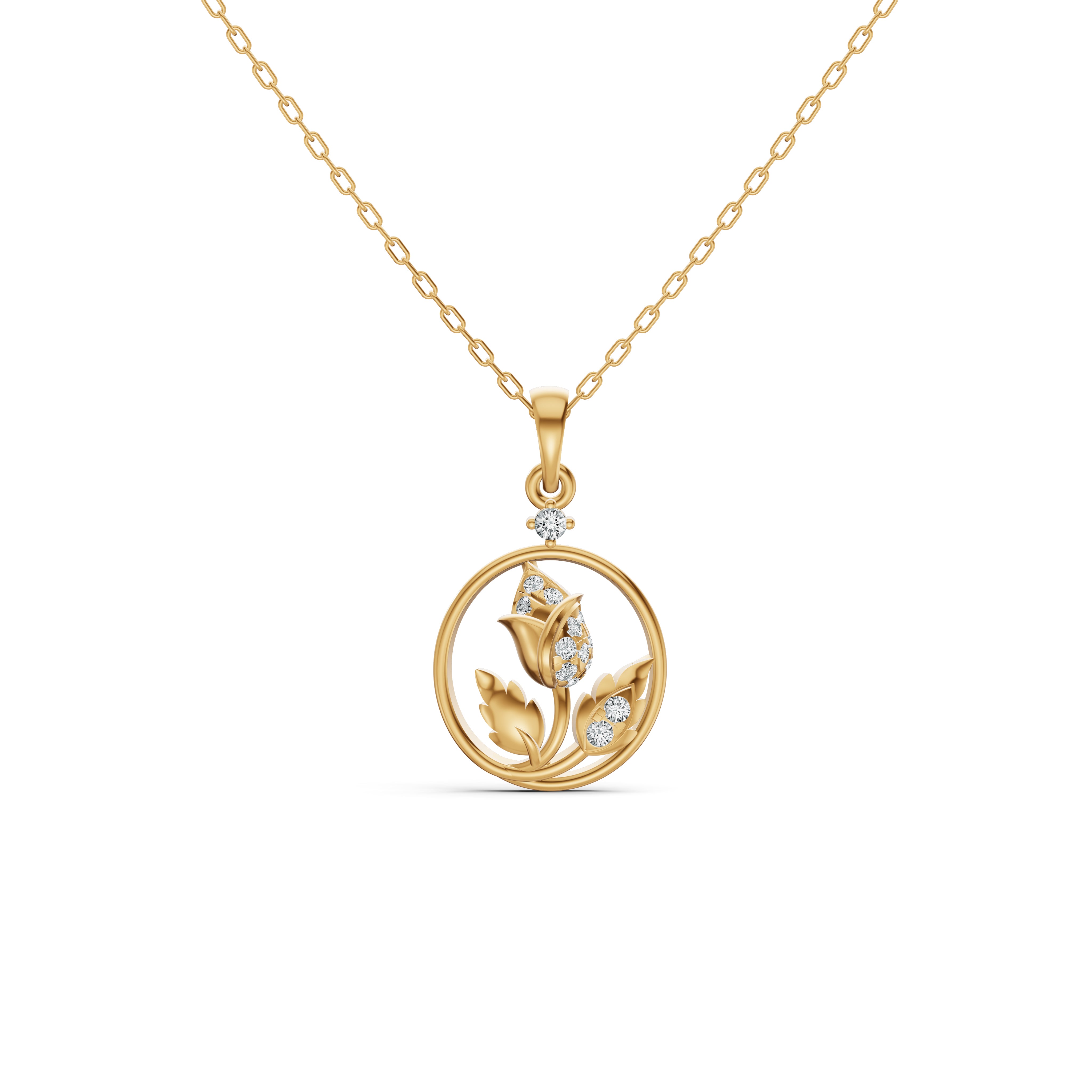 Botanical Circle Diamond Pendant