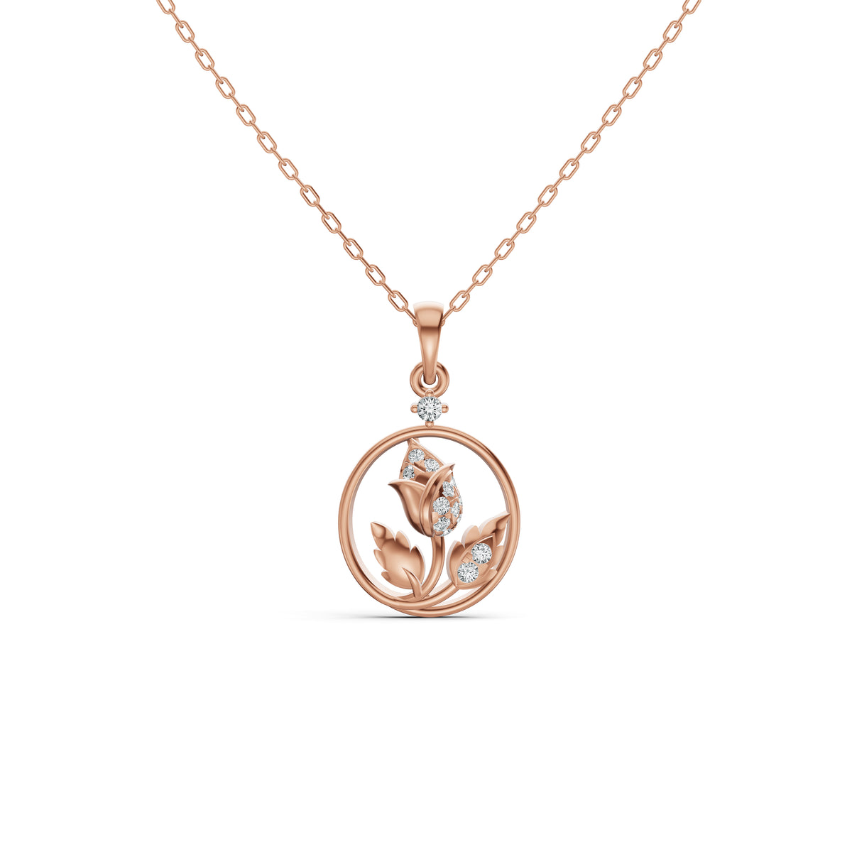 Botanical Circle Diamond Pendant