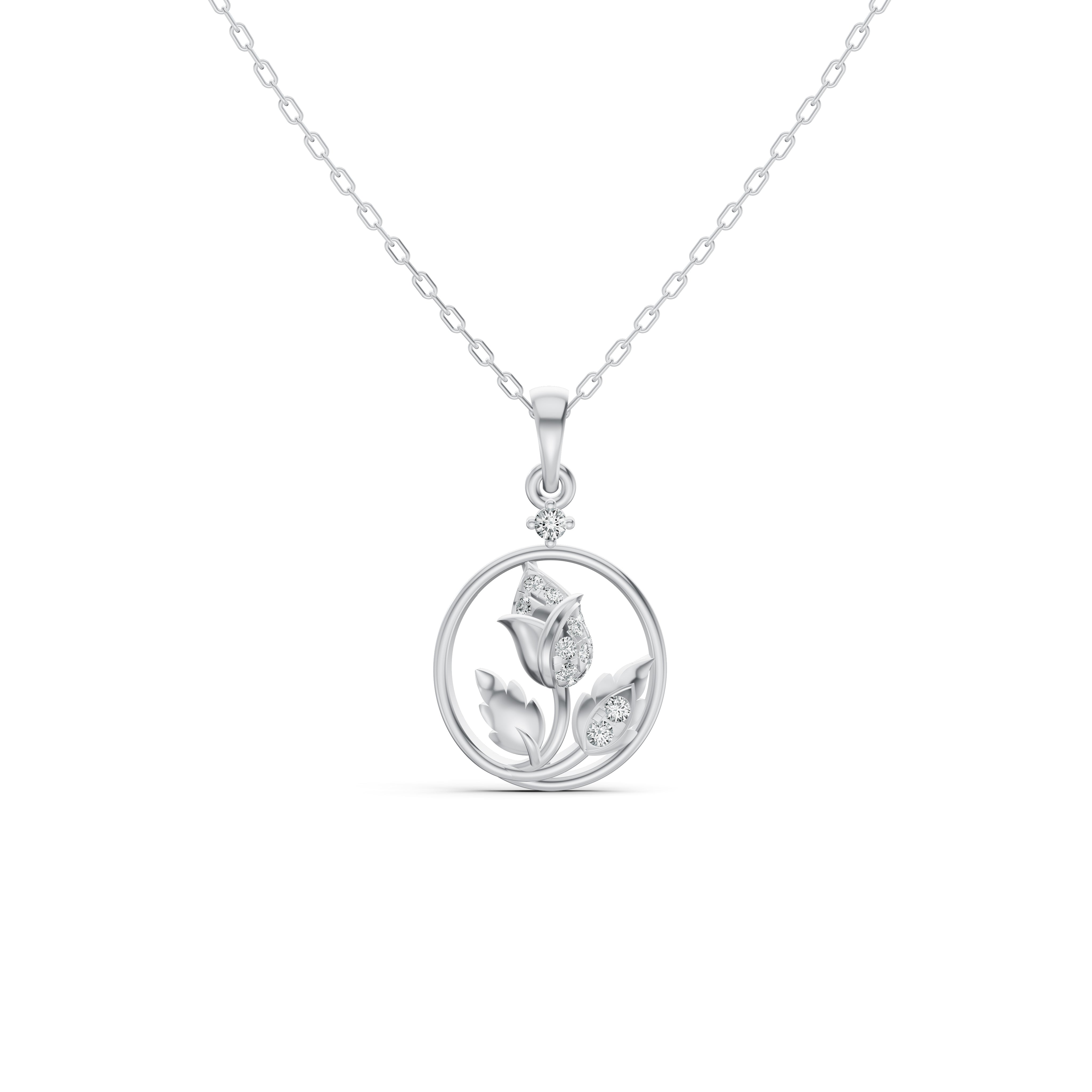Botanical Circle Diamond Pendant