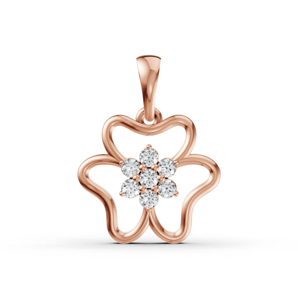 Blooming Diamond Flower Pendant & Earring Set