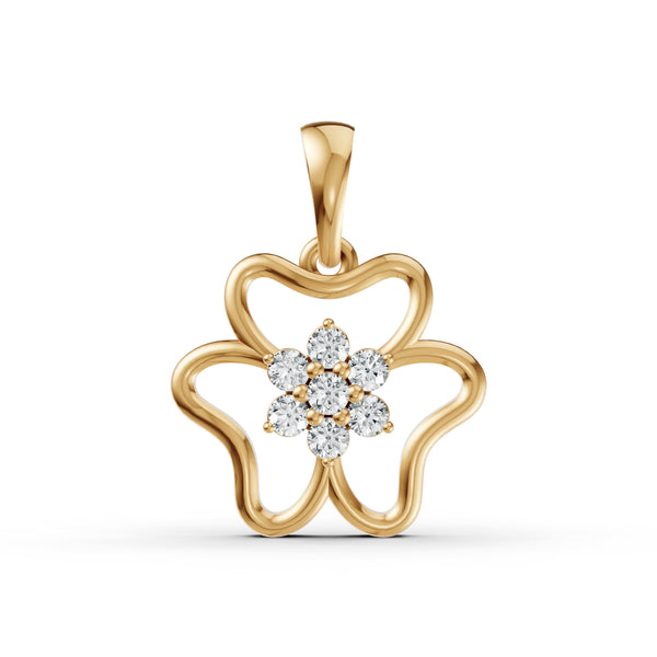 Blooming Diamond Flower Pendant & Earring Set