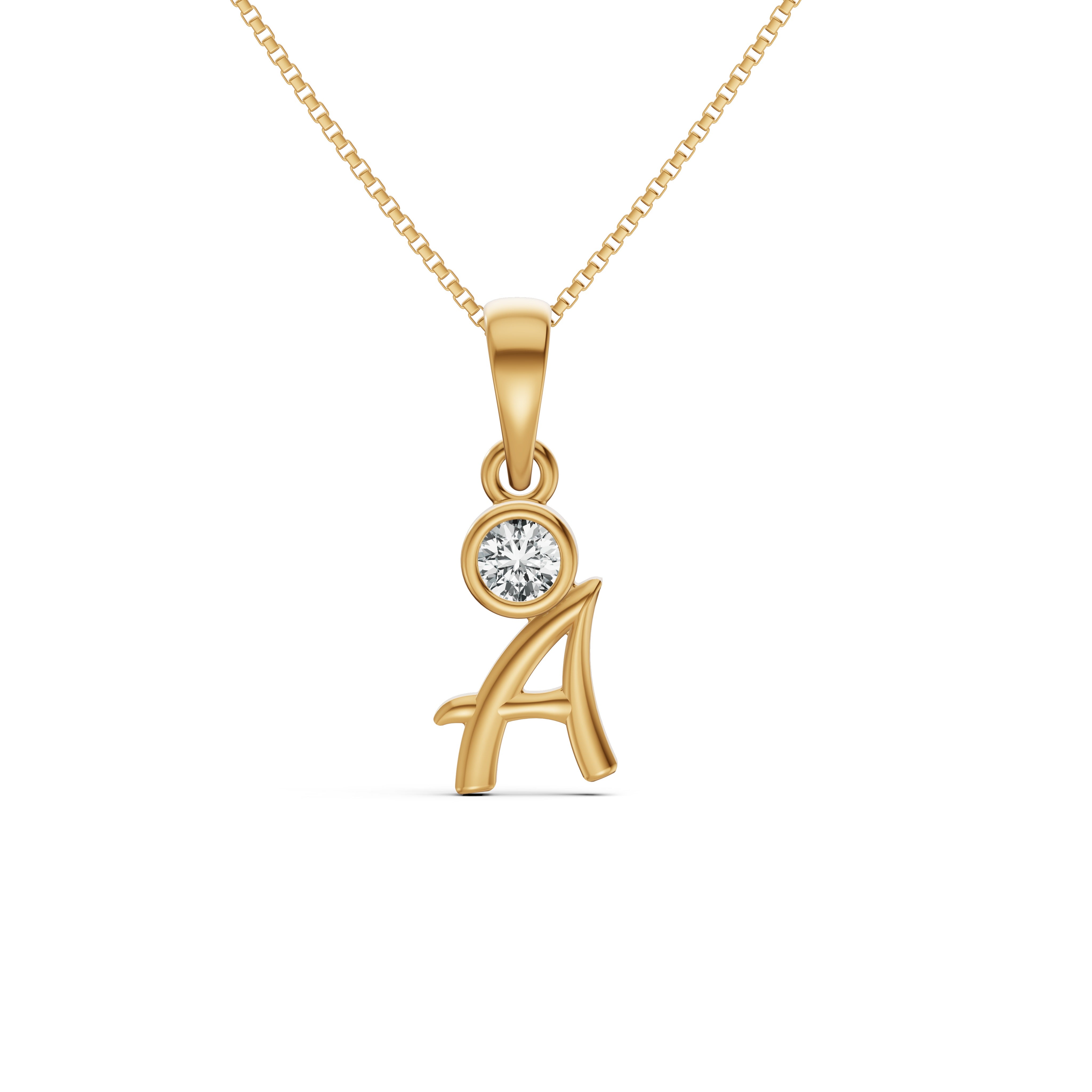Dainty Initial A Diamond Pendant