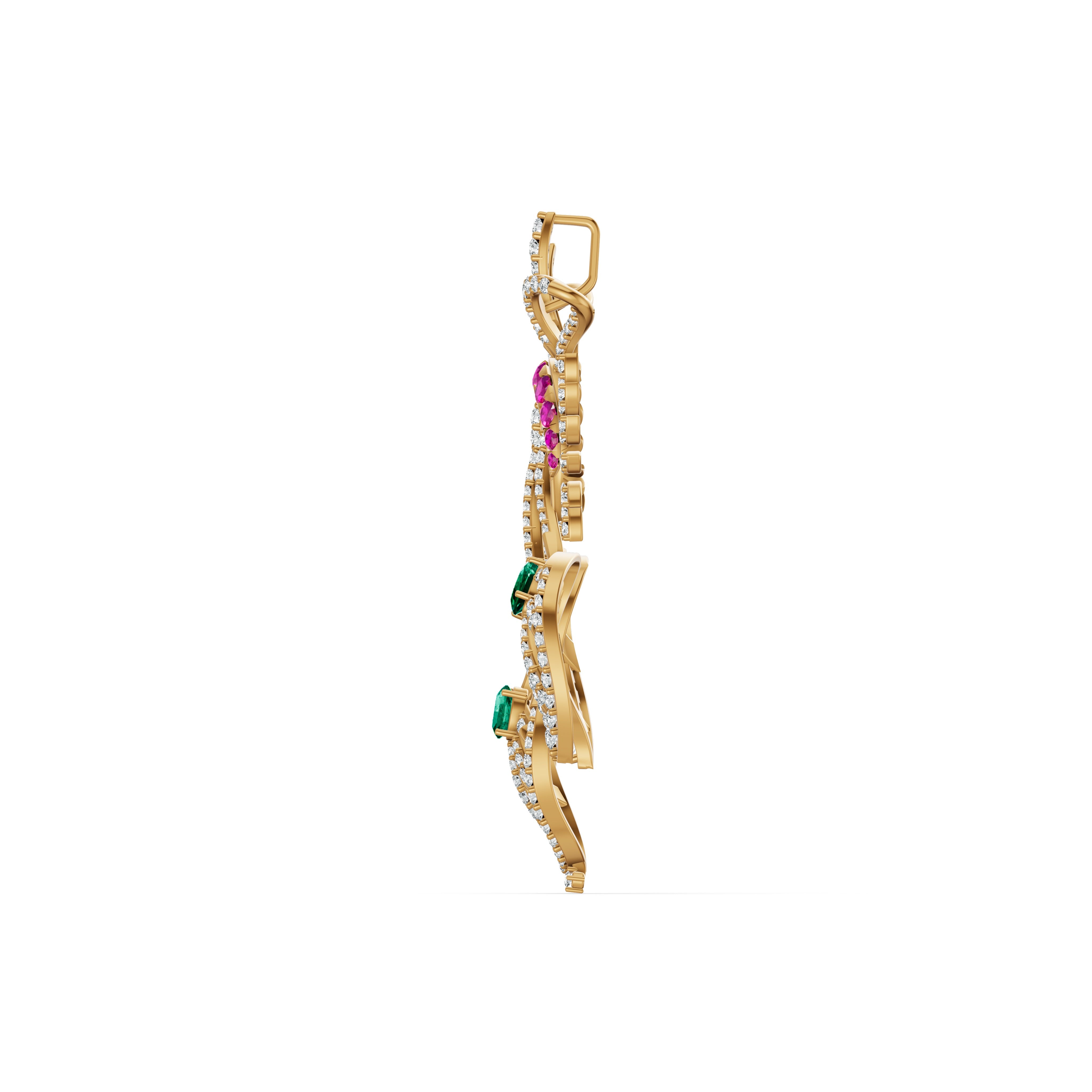 Royal Peacock Feather Diamond Pendant