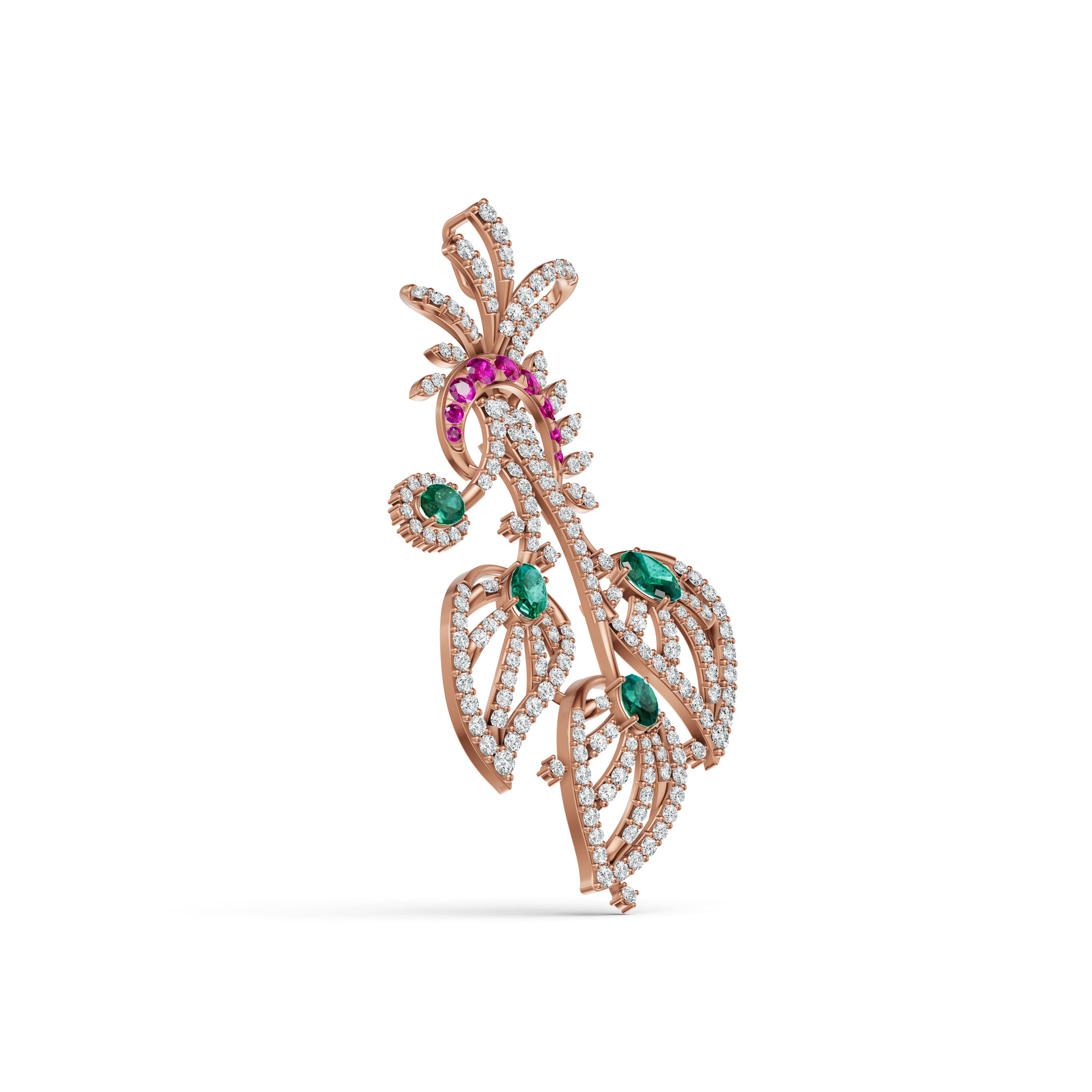 Royal Peacock Feather Diamond Pendant